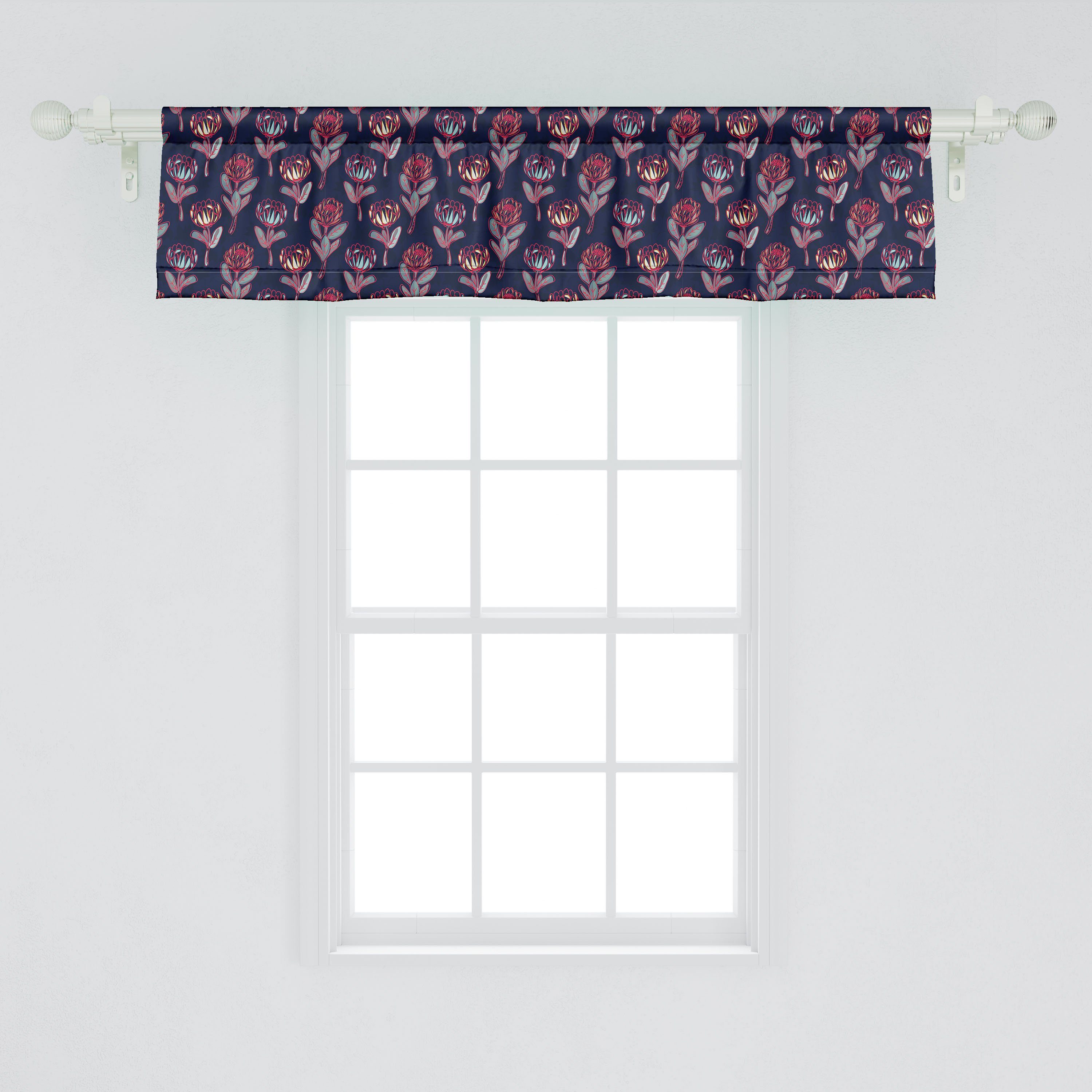 Scheibengardine Vorhang Volant für Küche mit Prote Abakuhaus, Doodle Stangentasche, Stil Dekor Microfaser, Blumen Blumen Schlafzimmer