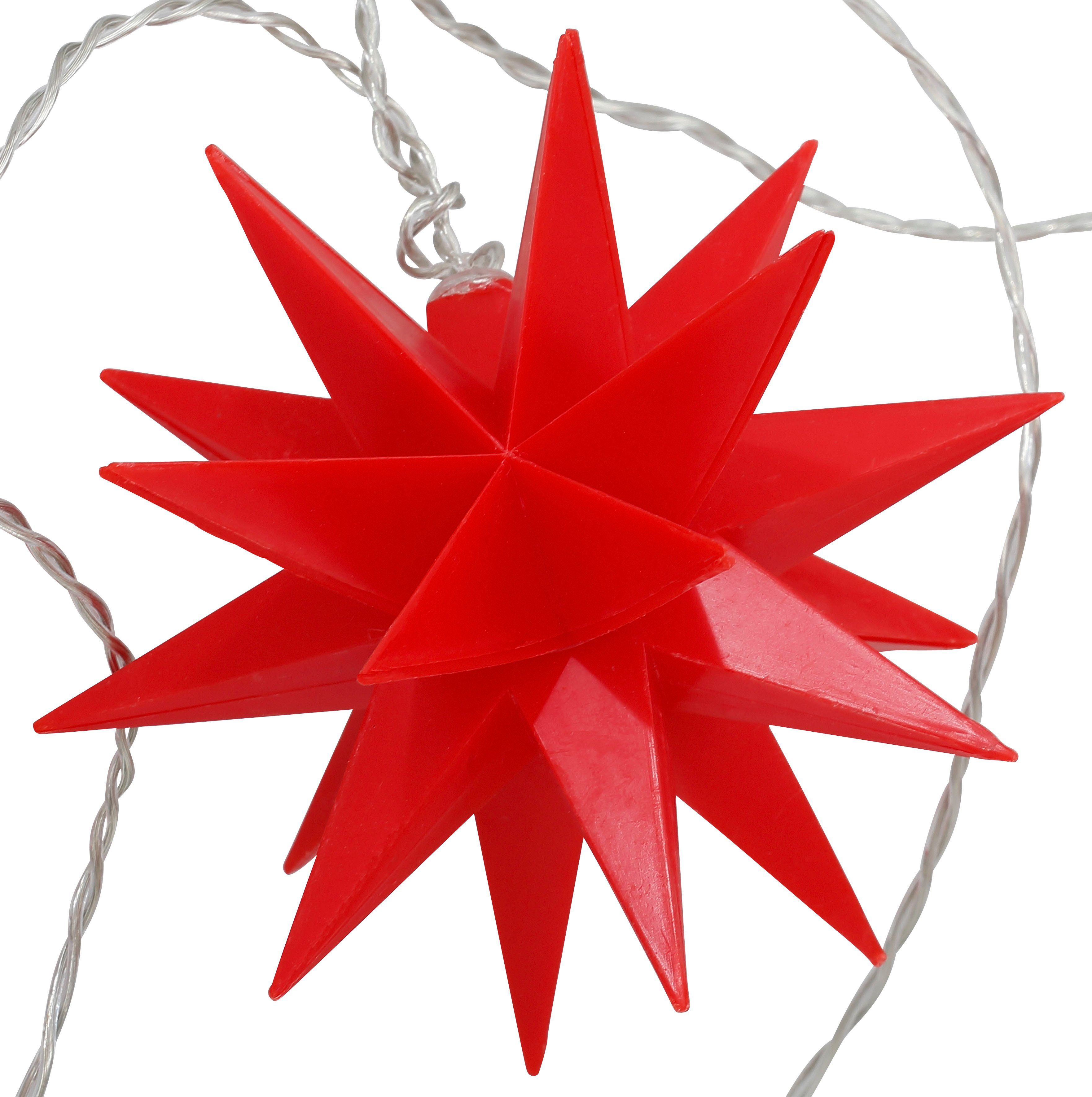 10 12 ca. cm, aussen, my Felia, Ø mit transparent/rot inklusive LED-Lichterkette home Timer Sternen Weihnachtsdeko