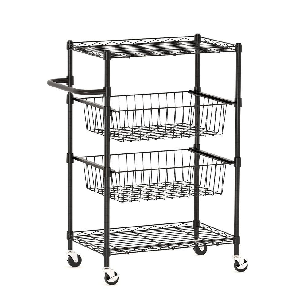 GarveeMore Küchenwagen 4-Tier Küche Utility Cart auf Rädern Rolling Storage Organizer