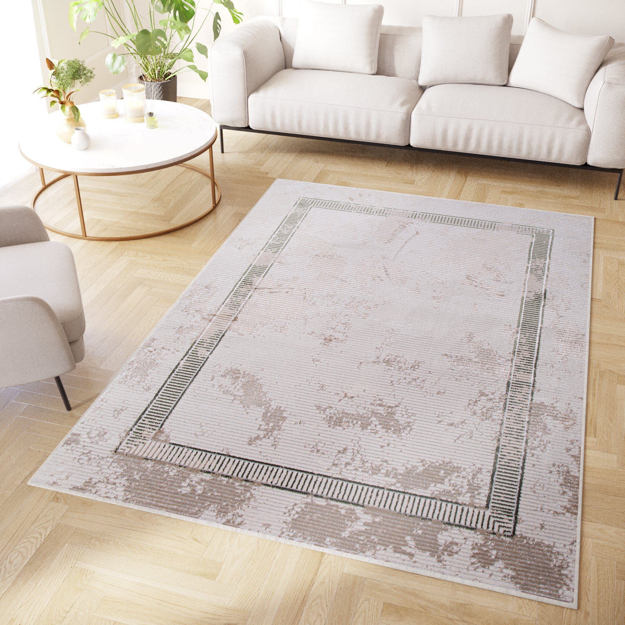 Tapiso Designteppich CRYSTAL, rechteckig, Höhe: 8 mm, Kurzflor mit Schimmereffekt, Wohnzimmer Schlafzimmer Esszimmer