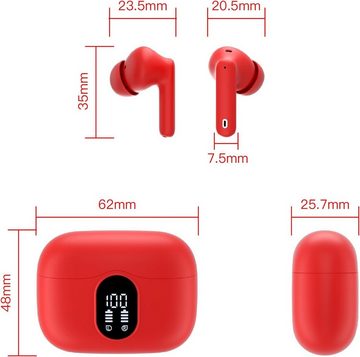 Btootos Bluetooth 5.3 Sport 4 Mikrofon LED-Anzeige HiFi Stereo wireless In-Ear-Kopfhörer (Stabile Bluetooth-Verbindung, Bluetooth, mit 40 std Spielzeit ENC Lärmreduzierung Ohrhörer für Arbeit & Studium)