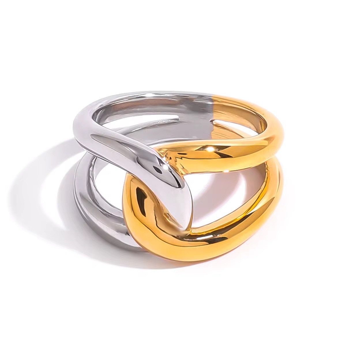 ROUGEMONT Fingerring Damen Ring Bicolor Design Wasserfest Hypoallergen Gr 7 Einheitsgröße, Wasserfest