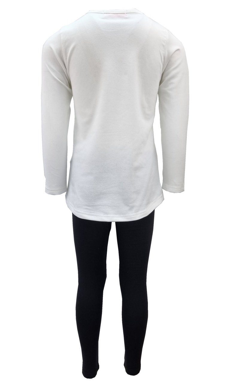 Mädchen Girls Sweat-Shirt Weiß MF3287 Leggings, + Sweatanzug, Freizeitset, Jogginganzug Fashion