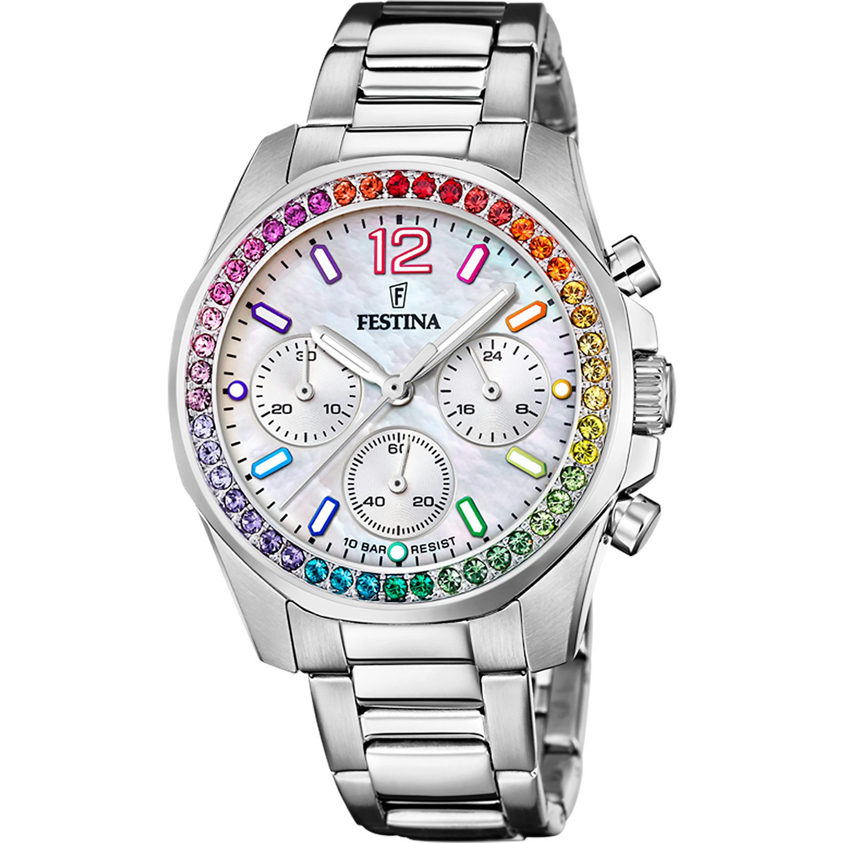 Festina Chronograph Damenuhr F20606-2 Edelstahlband 38,1 günstig online kaufen