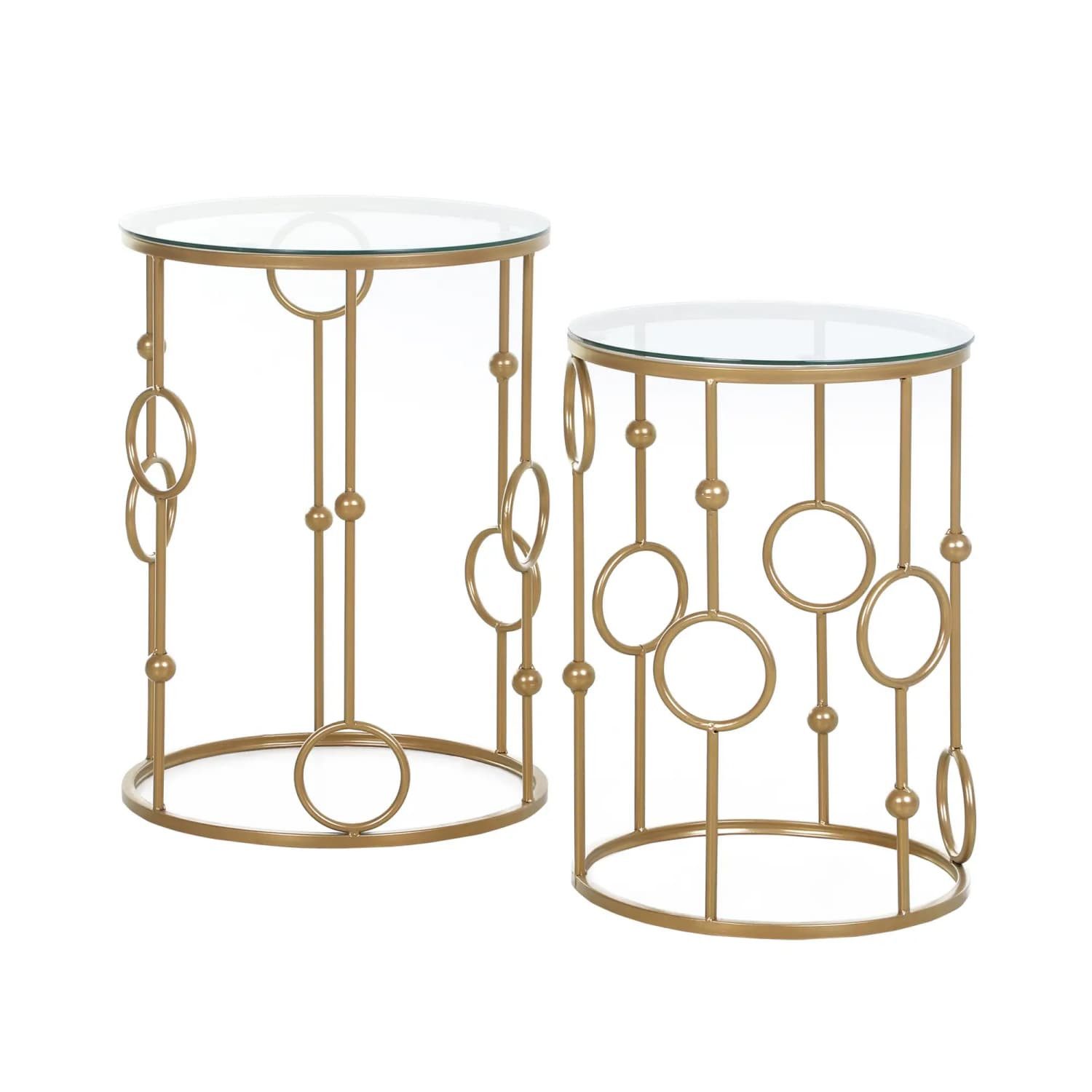 Couchtisch 2er-Set Couchtisch, Beistelltisch mit Glasplatte, Wohnzimmertisch