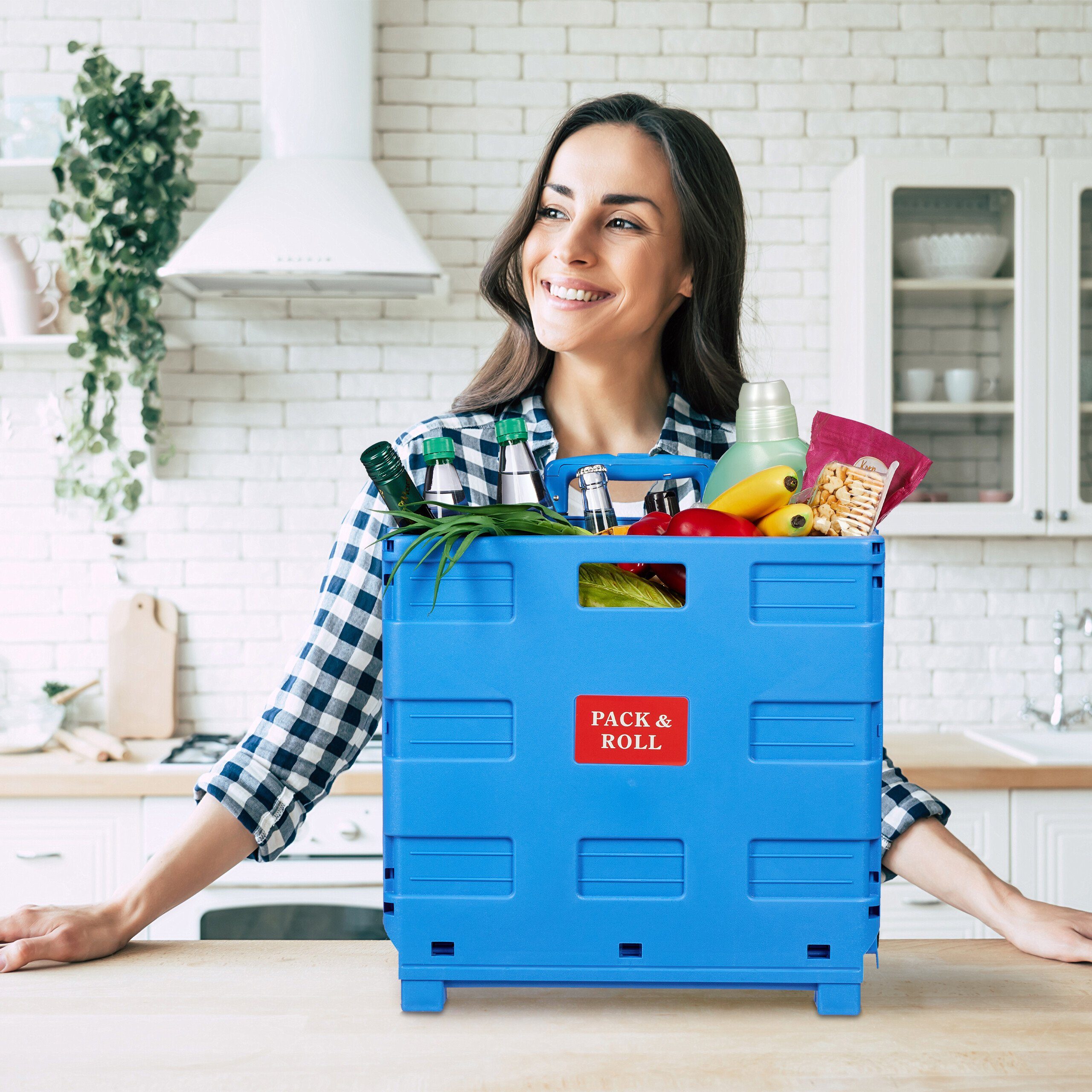 relaxdays Einkaufstrolley Klappbarer Einkaufstrolley, Blau günstig online kaufen