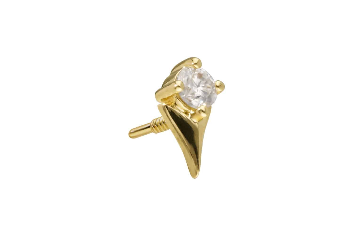 Piercing-Set 14 Karat Gold Schraubaufsatz mit Außengewinde MOISSANIT + PFEILSPITZE
