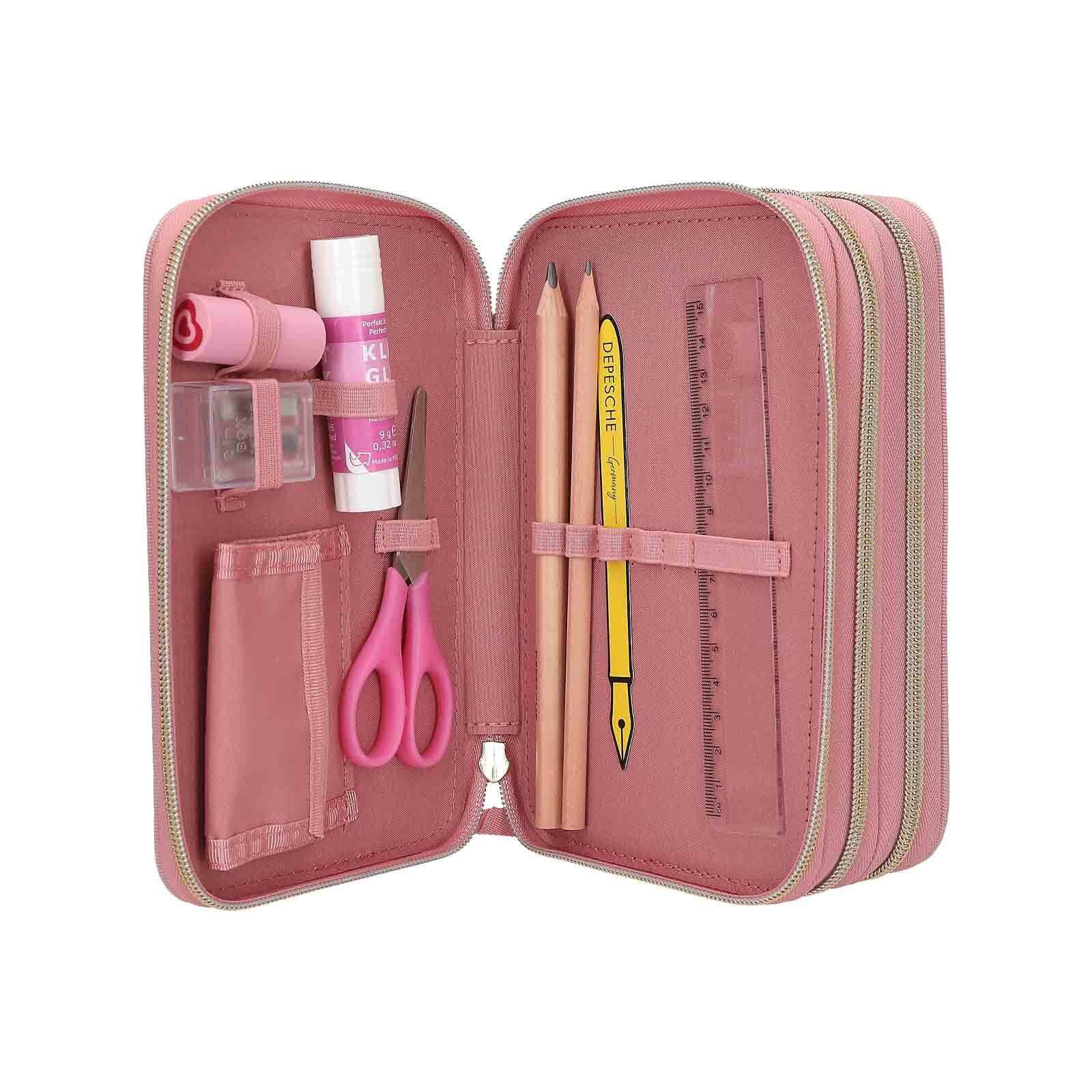 Depesche Federmäppchen Miss Melody 3-Fach Federtasche Dusty Rose, (1-tlg)