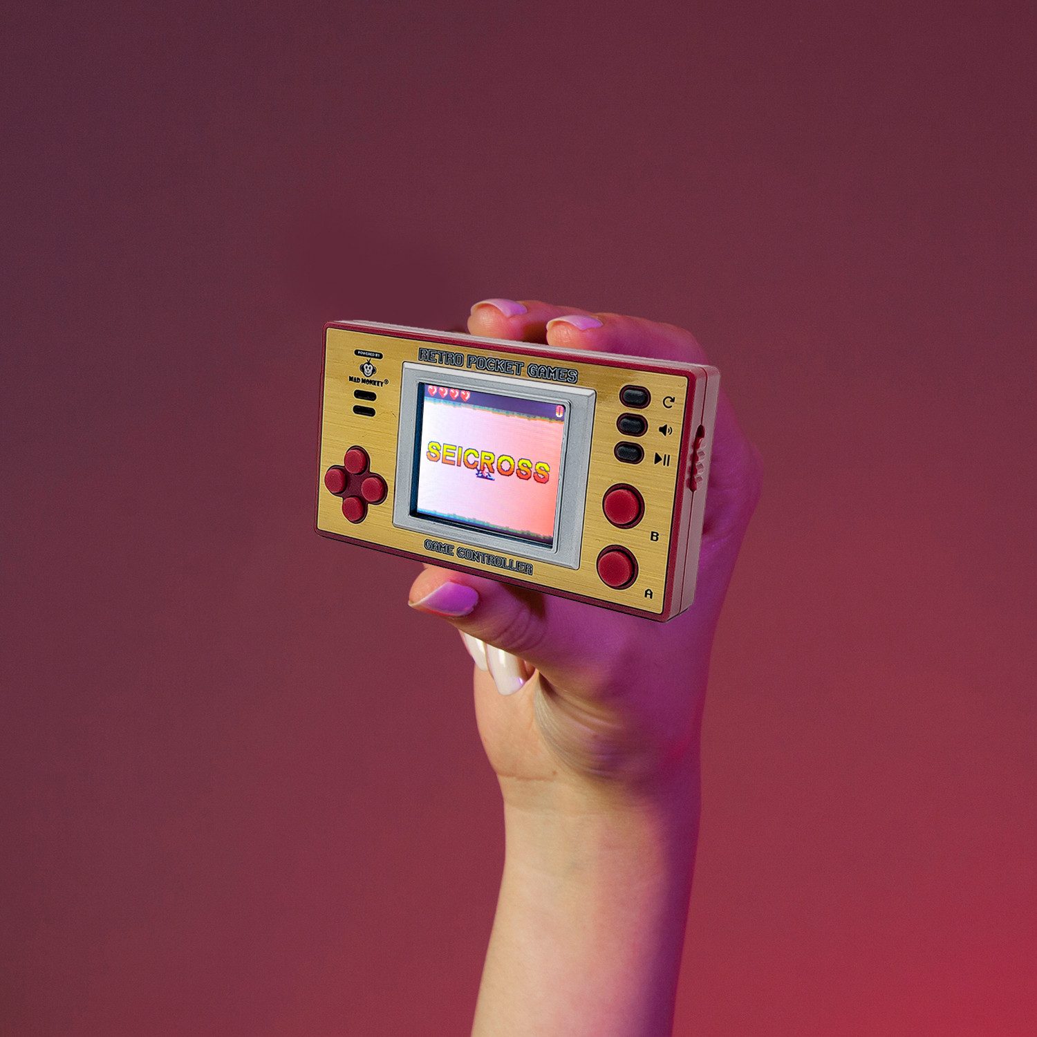 Mad Monkey Retro Handheld Spielekonsole für unterwegs, 153 Spiele, Mad Monkey