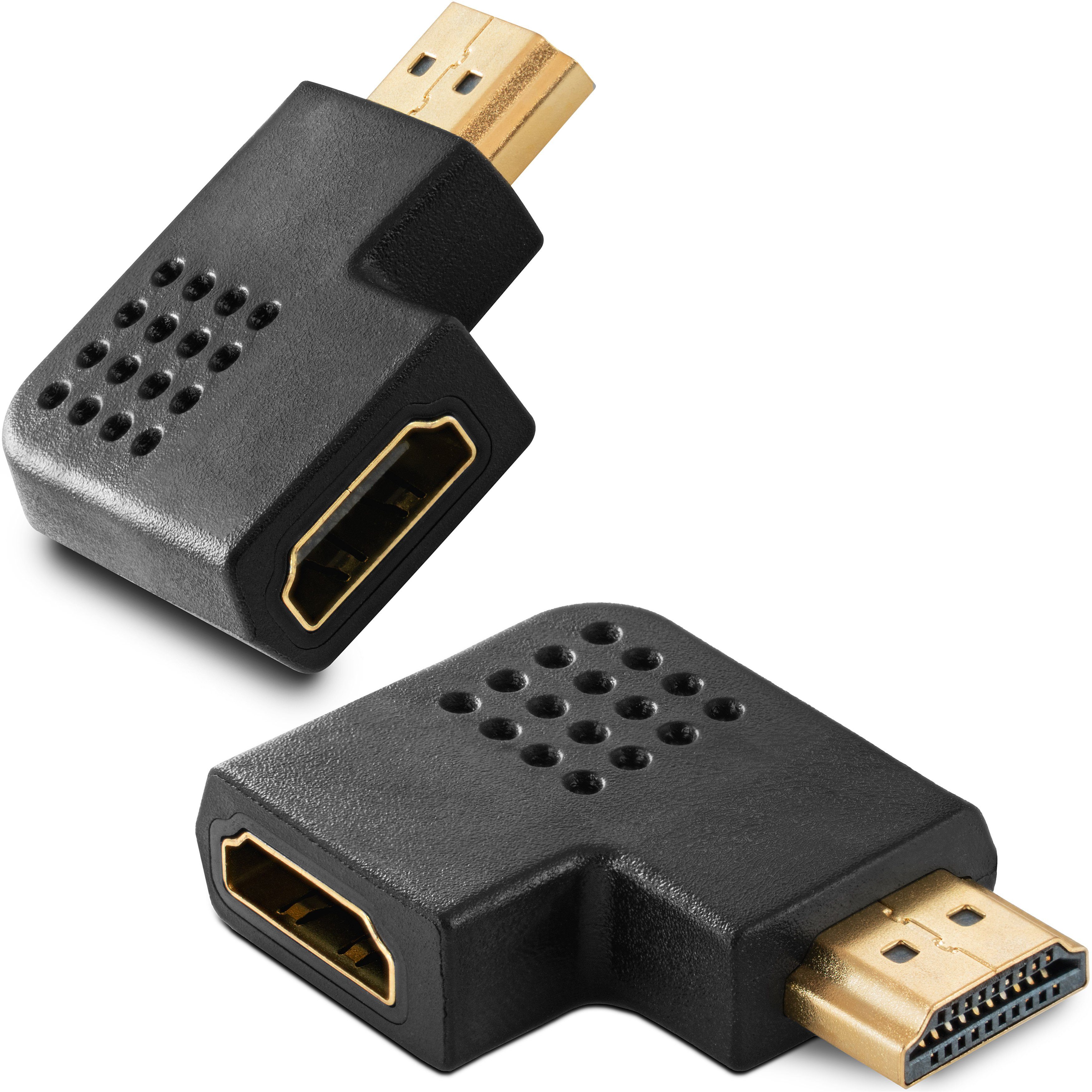 Poppstar DMI Winkelstecker 270 Grad horizontal (TV Winkeladapter Eck) HDMI-Adapter HDMI zu HDMI, 2x Winkel Adapter für Verlängerung Kabel, vergoldete Kontakte