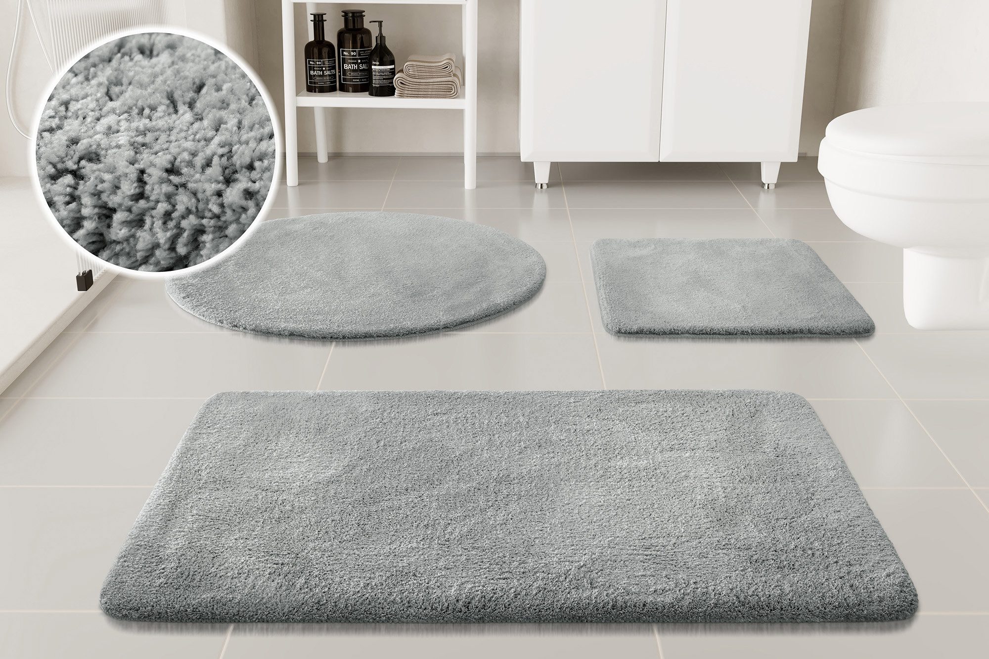 OTTO home Badematte Neele, Höhe 20 mm, rutschhemmend beschichtet, schnell trocknend, Polyester, rechteckig, Badteppich, getuftet, modern, Uni, antirutsch, flauschig, Hochflor