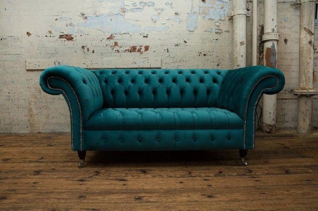 JVmoebel Sofa Chesterfield Polster Sofas Design Luxus Textil Sofa 2 Sitzer