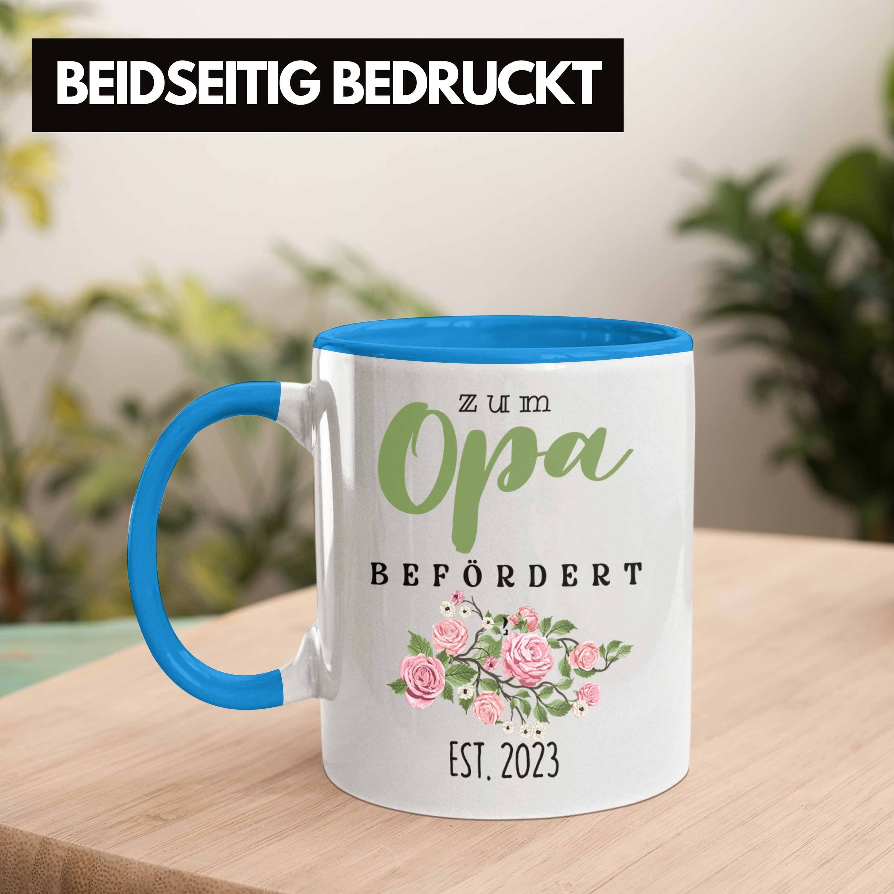 Geschenk Du Tasse Tasse Trendation Blau - Schwangerschaft Opa Trendation Wirst 2023