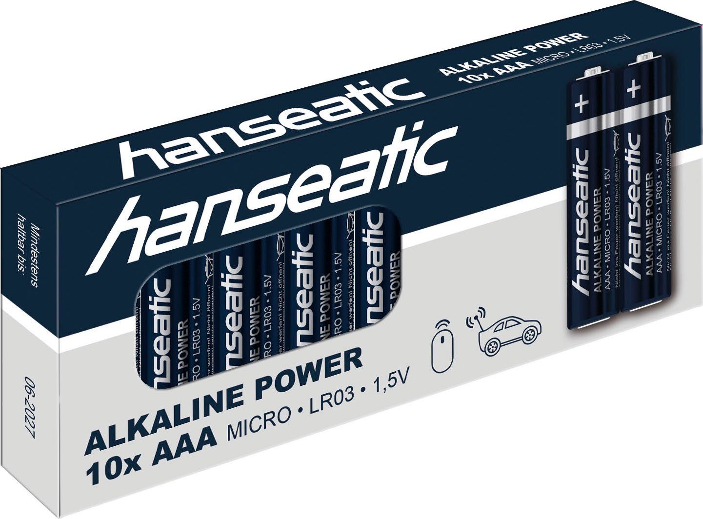 Lagerfähigkeit Hanseatic St. Jahren 10 Alkaline zu LR03 LR06 St), 5 20 Micro bis AAA, (1,5 St. + V, Batterie, AA 10 Mignon