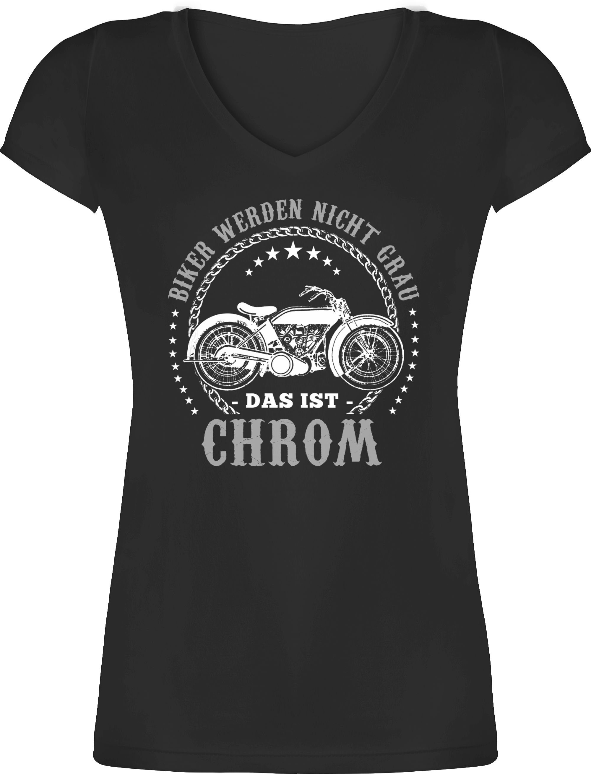Shirtracer T-Shirt »Biker werden nicht grau - Chrom - Motorrad Zubehör  Biker - Damen T-Shirt mit V-Ausschnitt« Mofa Moped Bekleidung online kaufen  | OTTO