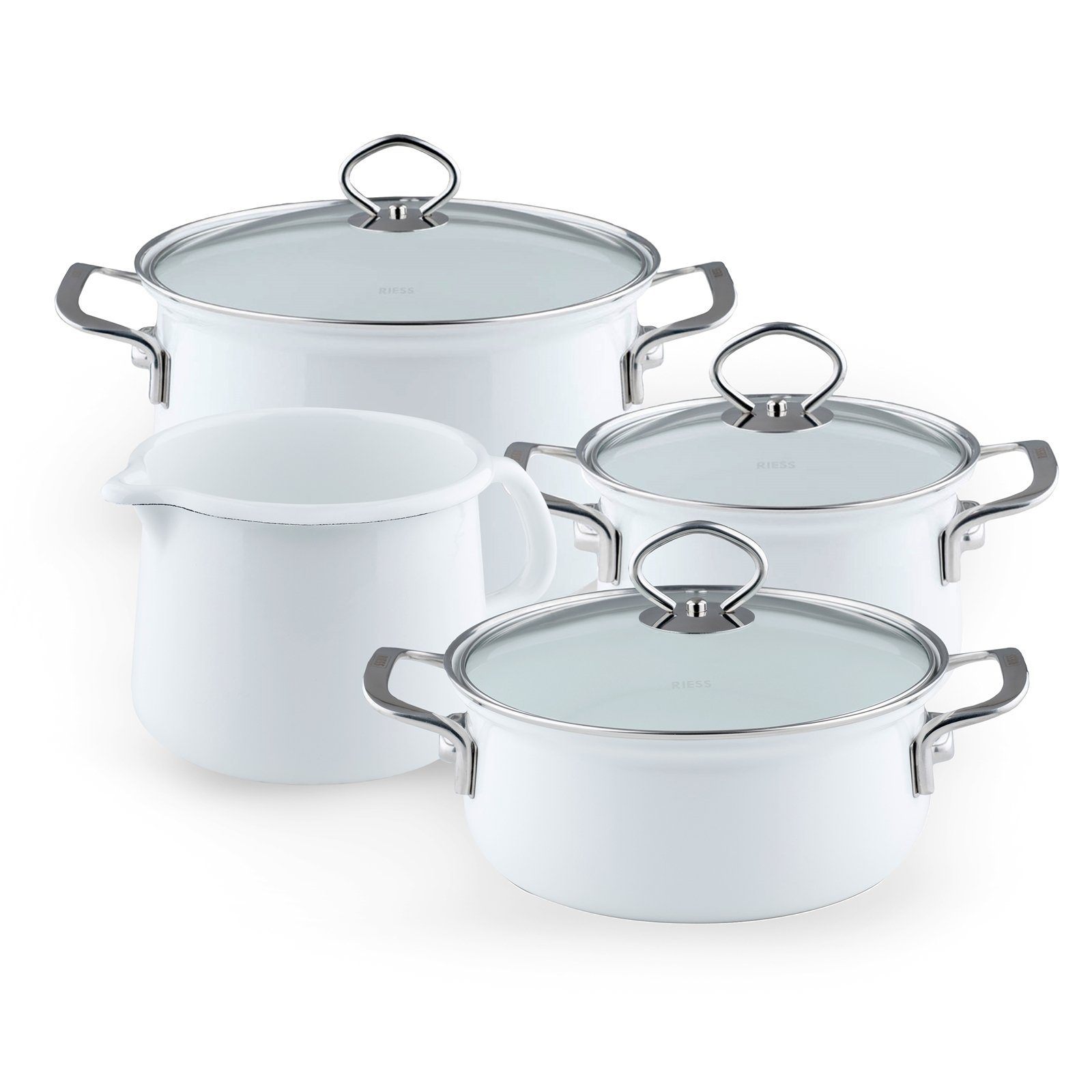 Riess Topf-Set 5-teilig, Emaille TopfsetTopfset Familienset 5-teilig, 5-tlg) (Sparpaket