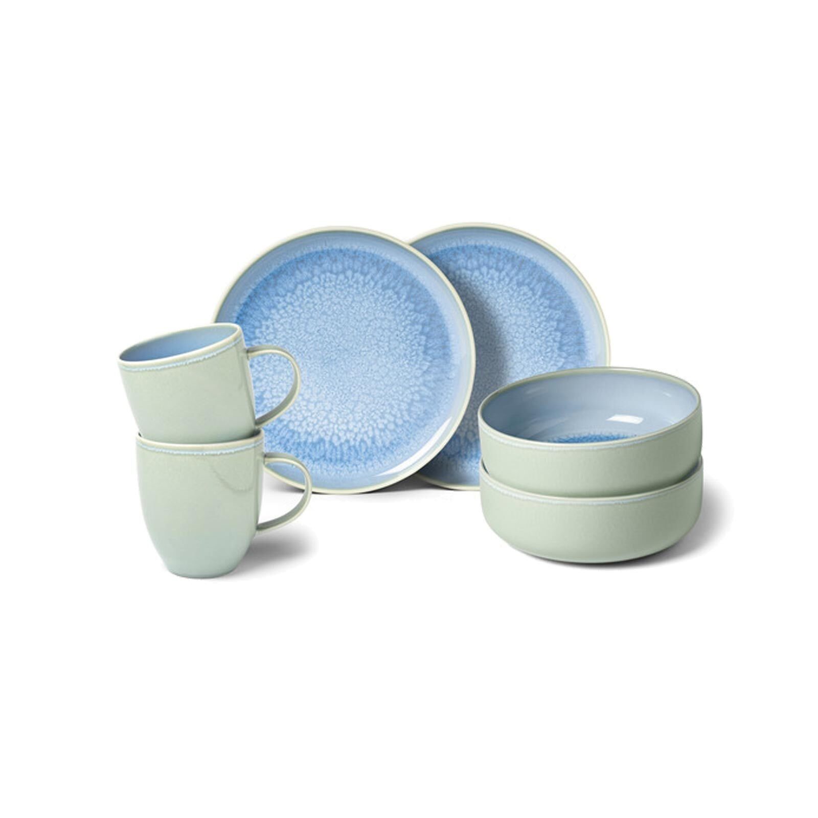 like. by Villeroy & Boch Kombiservice Crafted Blueberry Frühstücks-Set 6er Set (6-tlg), Porzellan