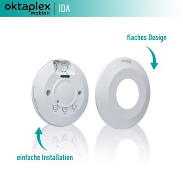 Oktaplex motion Bewegungsmelder Ida 2er Set 360° HF-Sensor, Deckenbewegungsmelder weiß sehr flach 2-16m Reichweite