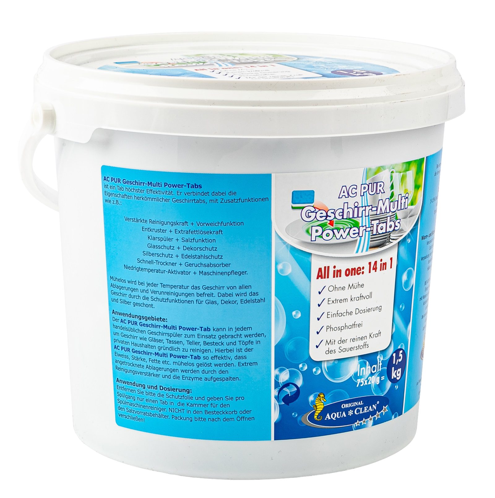 AQUA CLEAN PUR Geschirr-Multi Power-Tabs 14in1, 75 Stück, phosphatfrei Geschirrspülmittel