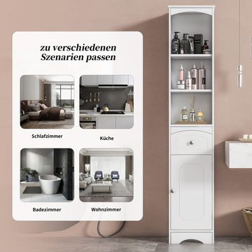 Ulife Badkommode Badezimmerschrank mit Schublade, verstellbare Ablagen 34 x 24 x 170 cm (1 St)