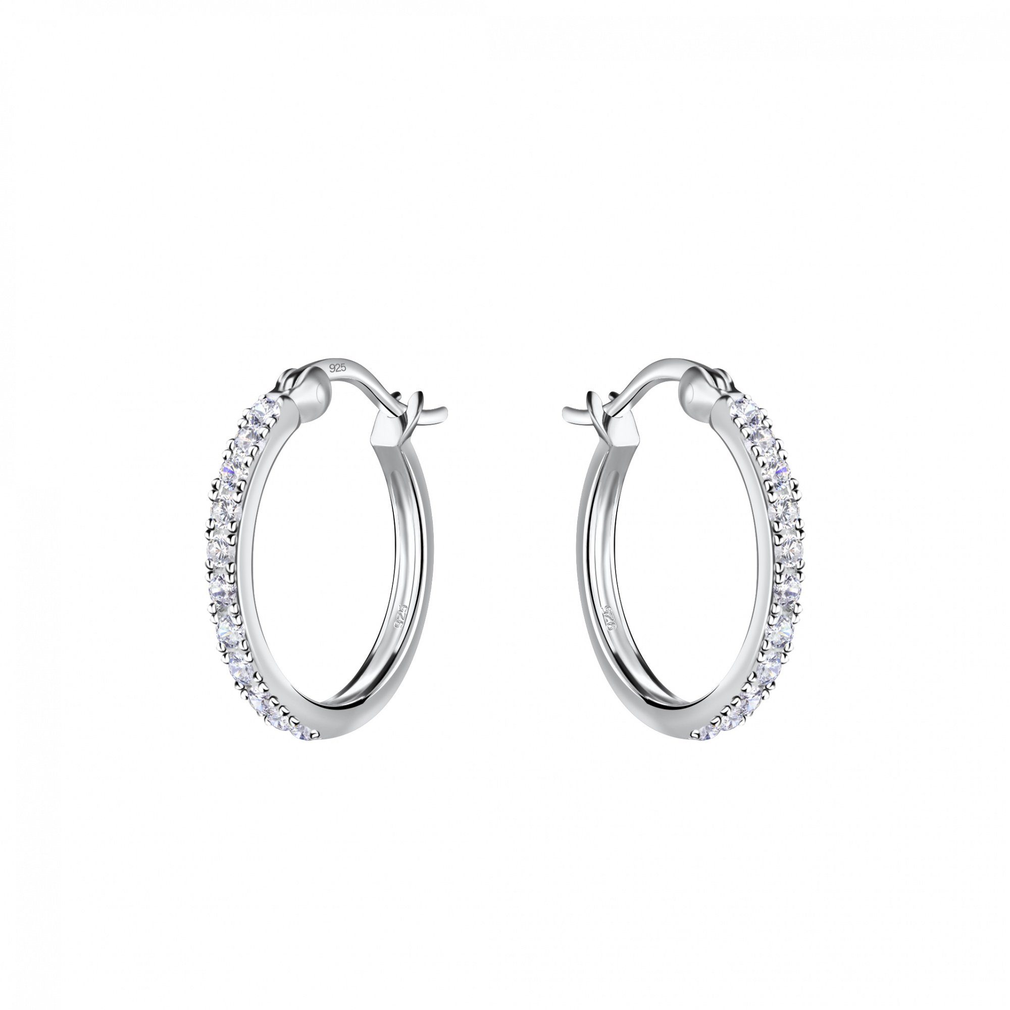 ALEXANDER YORK Paar Creolen Zirkonia mit French Lock, 2-tlg., 925 Sterling Silber