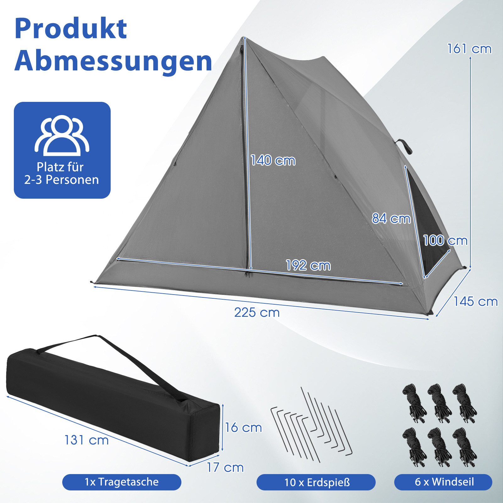 COSTWAY Wurfzelt, Personen: 3, Pop Up, mit Regenschutz, wasserdicht