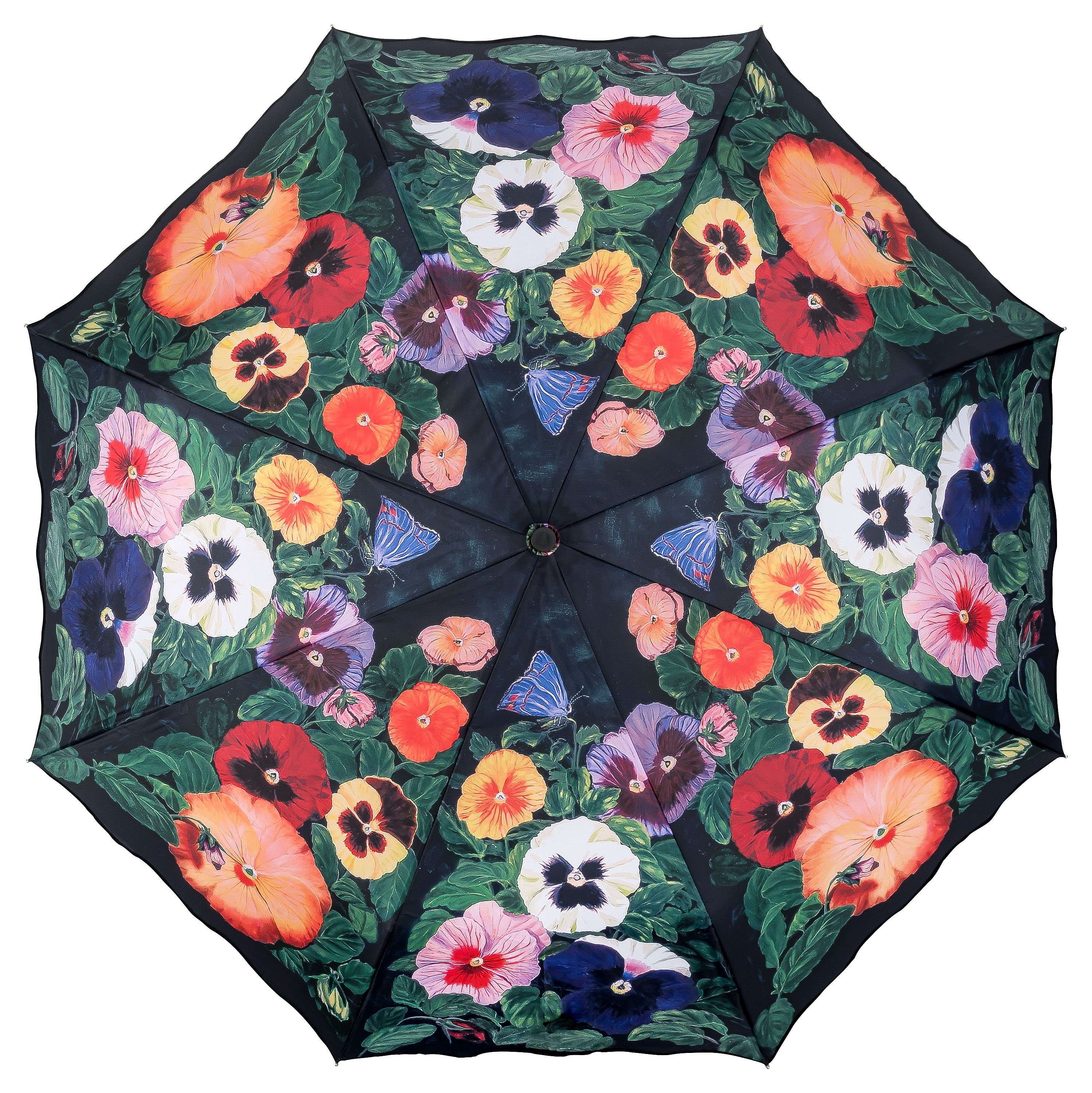 von Lilienfeld Taschenregenschirm Motivschirm Stiefmütterchen Auf-und-Zu Leicht, Automatik Blumenmuster Blumen