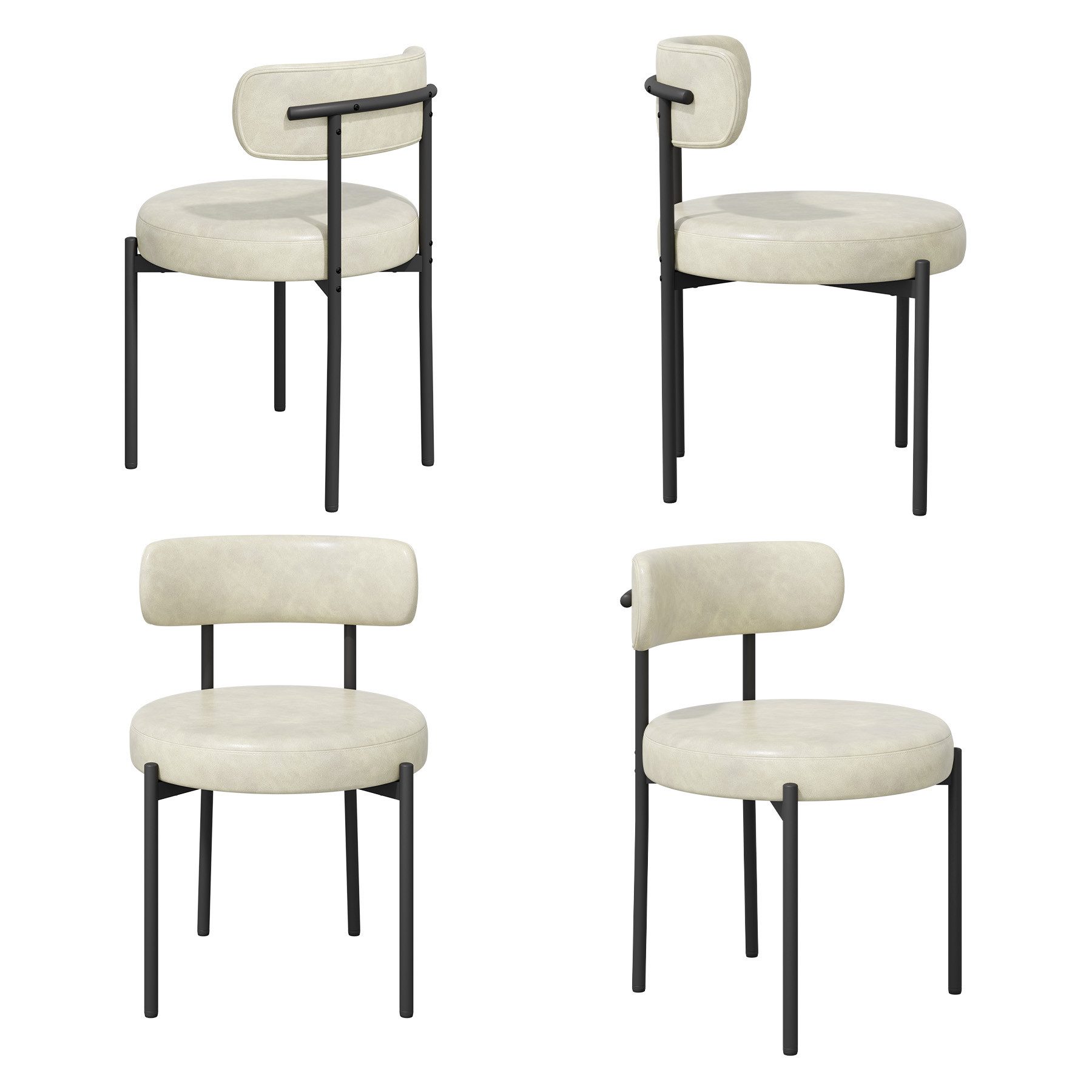 HawthyHome Esszimmerstuhl Runder Polsterstuhl mit Metallgestell, Wohnzimmerstuhl, Küchenstuhl (4 St), 4er Set