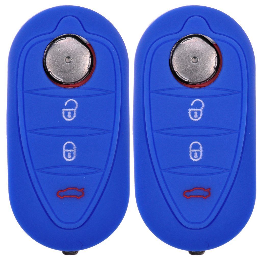 ALFA für 2008 940 Romeo Mito Klappschlüssel Tasten 4C 2x Schutzhülle im Schlüsseltasche Giulietta Silikon mt-key 2er-Set, Blau ab Autoschlüssel 3