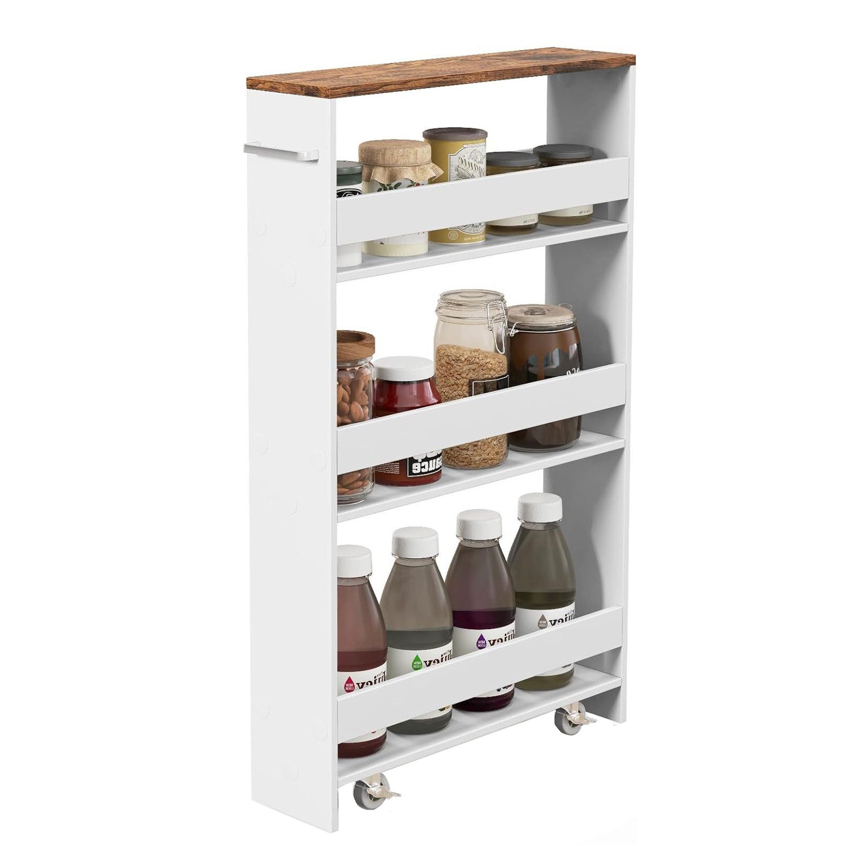 KOMFOTTEU Regalwagen Nischenregal, 4 Ebenen, mit Griff