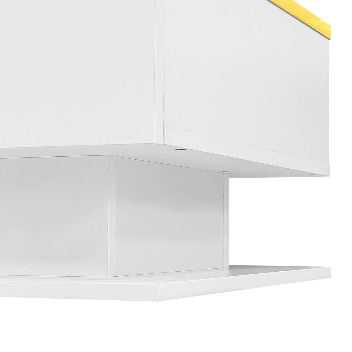 SSY Beistelltisch Beistelltisch, 90x50 cm, in Weiss, aus Holzwerkstoff (Einzeltisch, 1-St., Einzelartikel), LED-Beleuchtung, Glasplatte