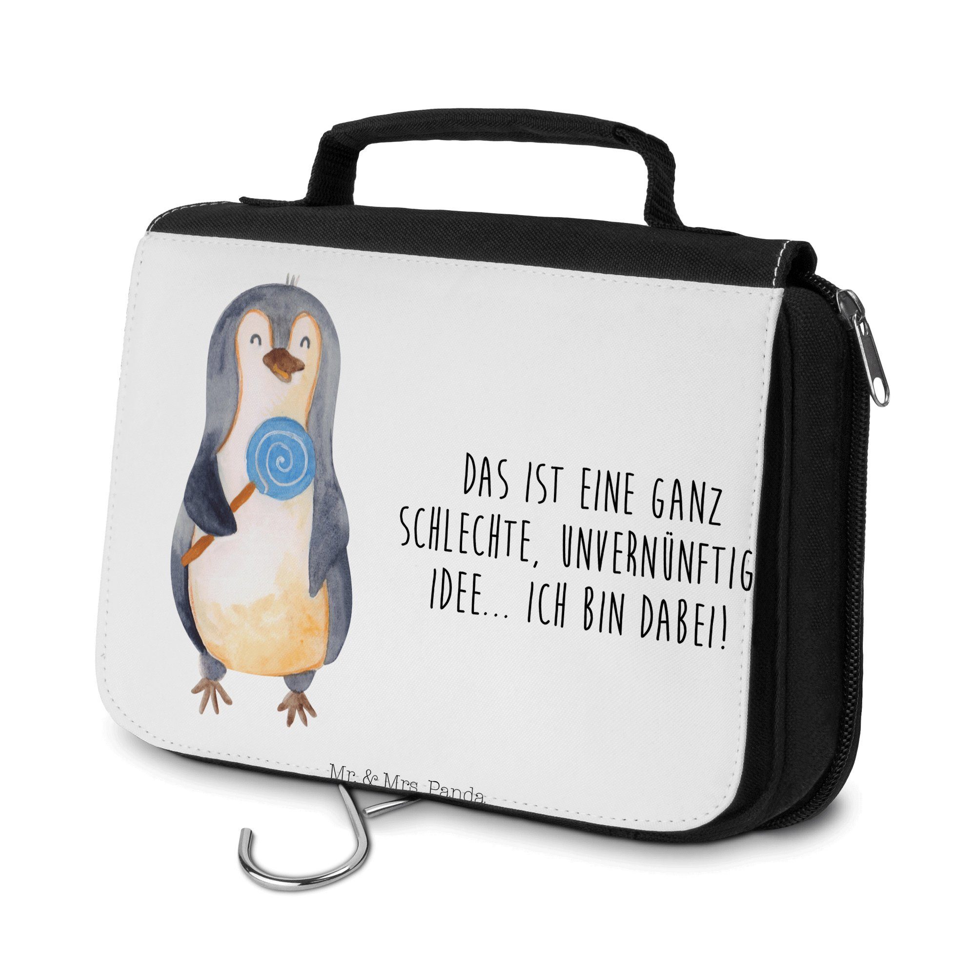 Mr. & Mrs. Kosmetiktasche, (1-tlg) Süßigke Panda Pinguin - süß, Kulturbeutel Weiß Spruch, Lolli - Geschenk