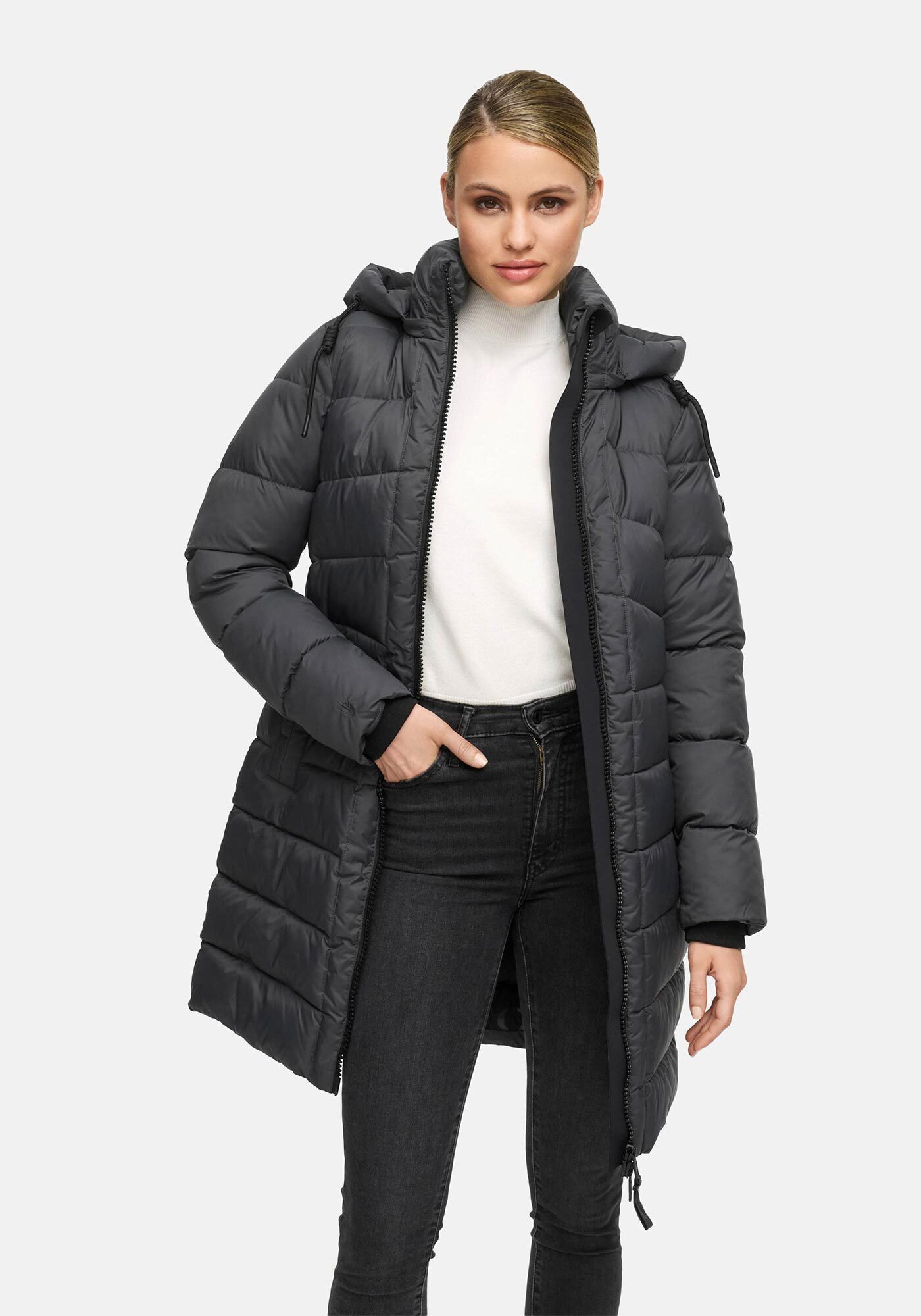Marikoo Winterjacke Kaltnäschen mit abnehmbarer Kapuze und hochschließendem Kragen