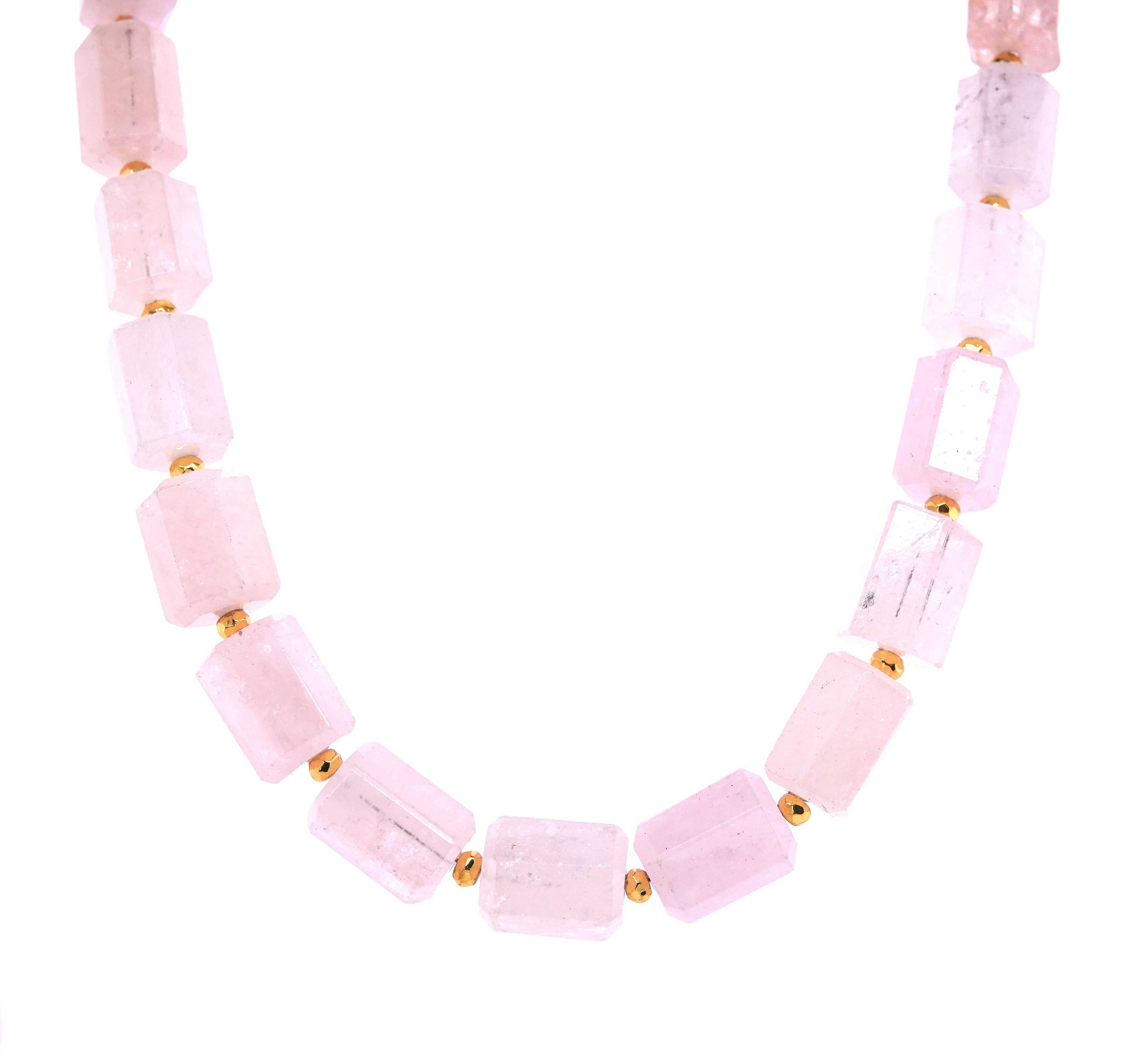 Sogni d'oro Collier mit Morganit und Pyrit (goldcoated), Silber 925 vergoldet