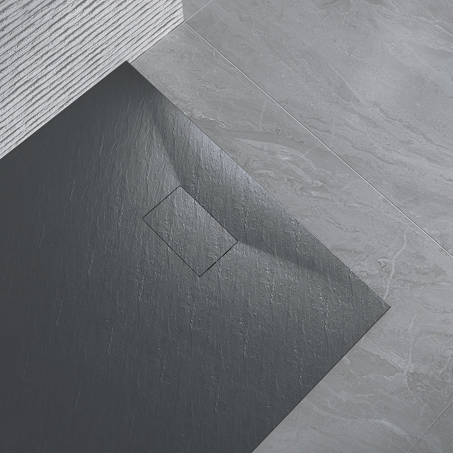 AQUALAVOS Duschwanne Duschwanne Schieferoptik Rutschfeste Struktur 90x90cm günstig online kaufen