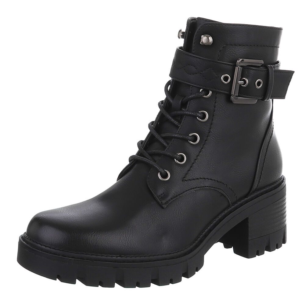 Ital-Design Damenstiefel mit Blockabsatz und Schnürverschluss günstig online kaufen