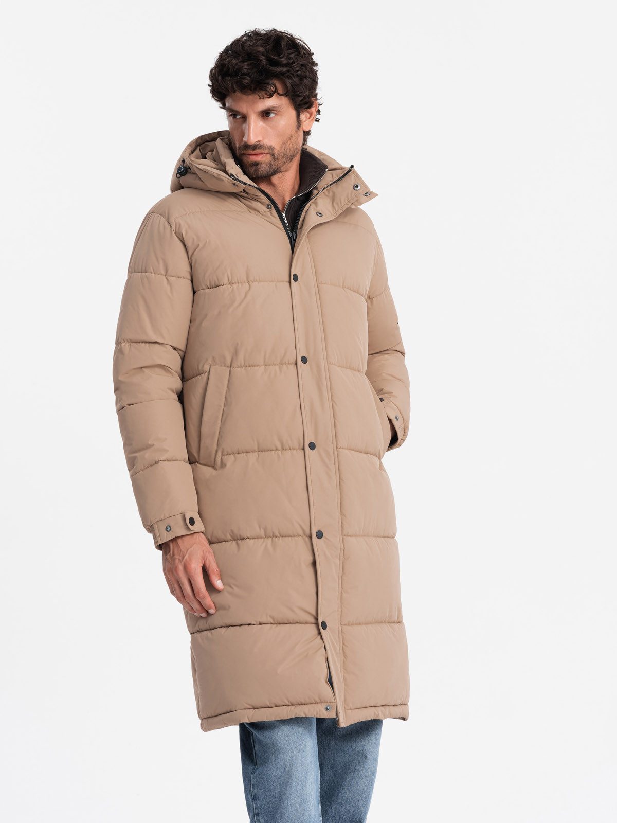 OMBRE Wintermantel Lange Herren-Steppjacke mit abnehmbarer günstig online kaufen