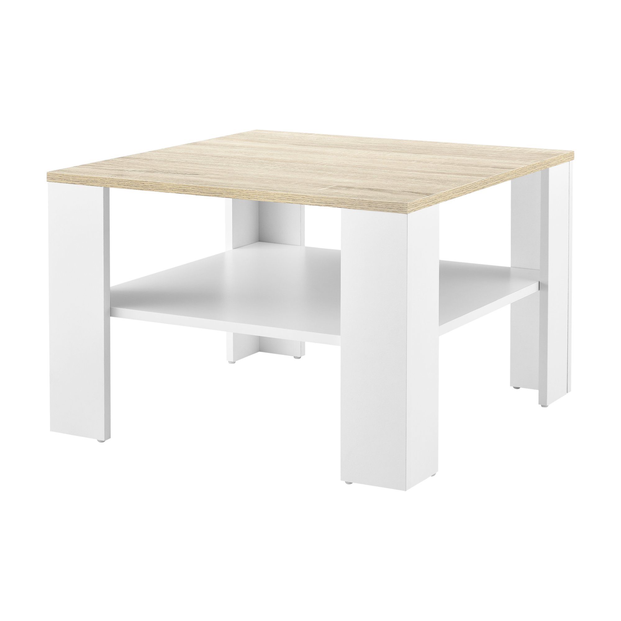 en.casa Couchtisch, »Aachen« Wohnzimmertisch 60x60x40cm Weiß/Eiche-Optik günstig online kaufen
