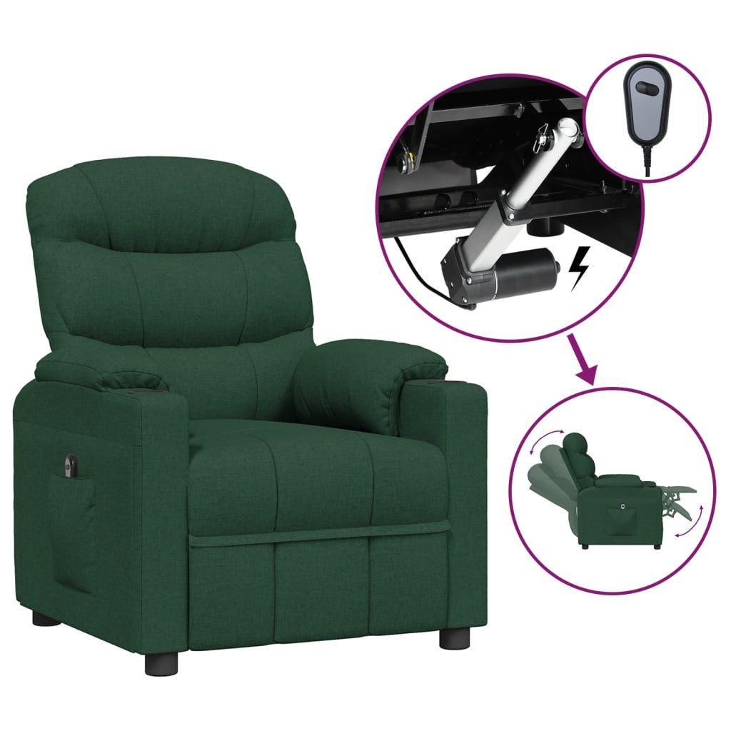 vidaXL Sessel Relaxsessel Elektrisch Dunkelgrün Stoff günstig online kaufen