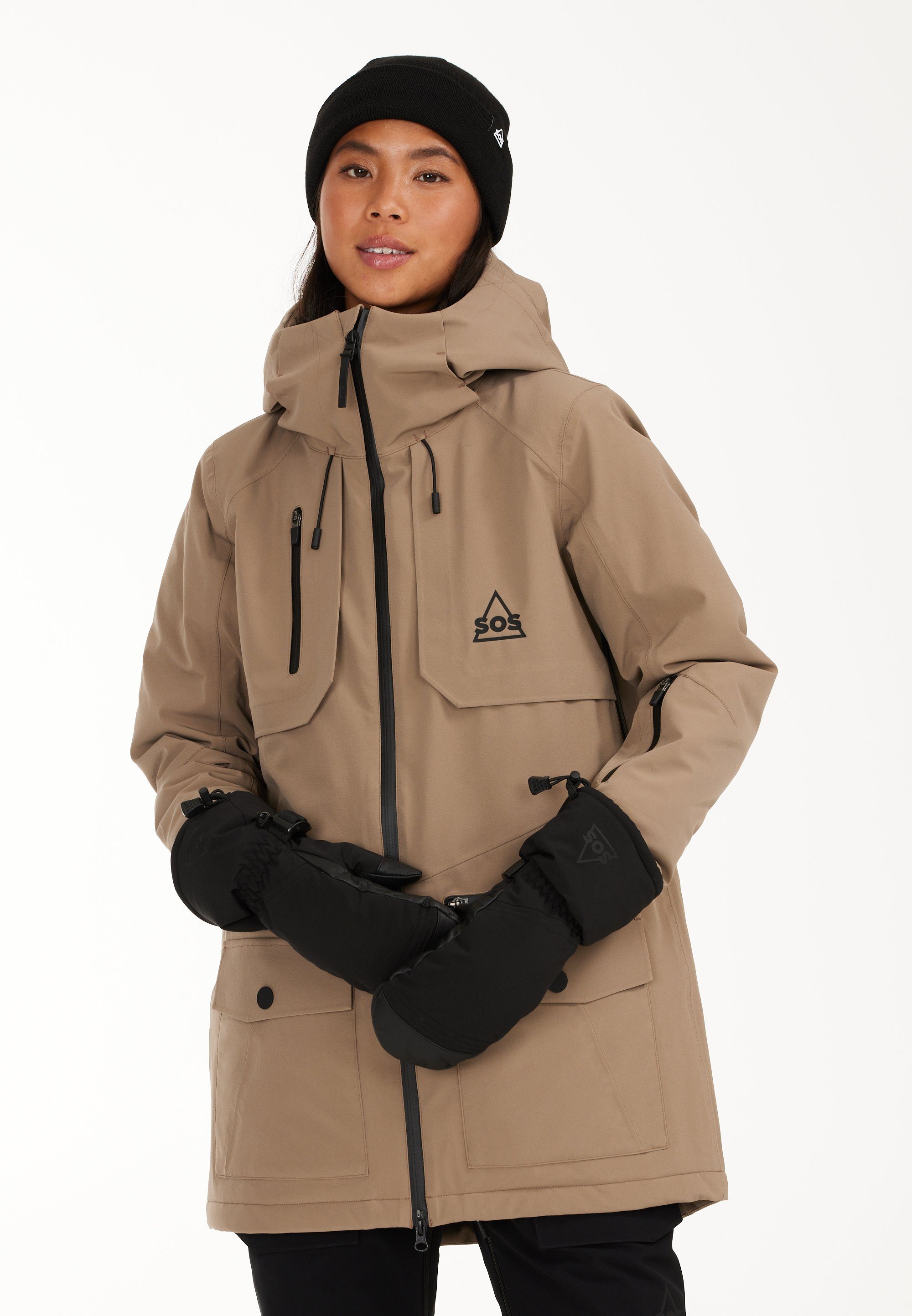 SOS Skijacke Aspen mit wasserabweisender beige Membran