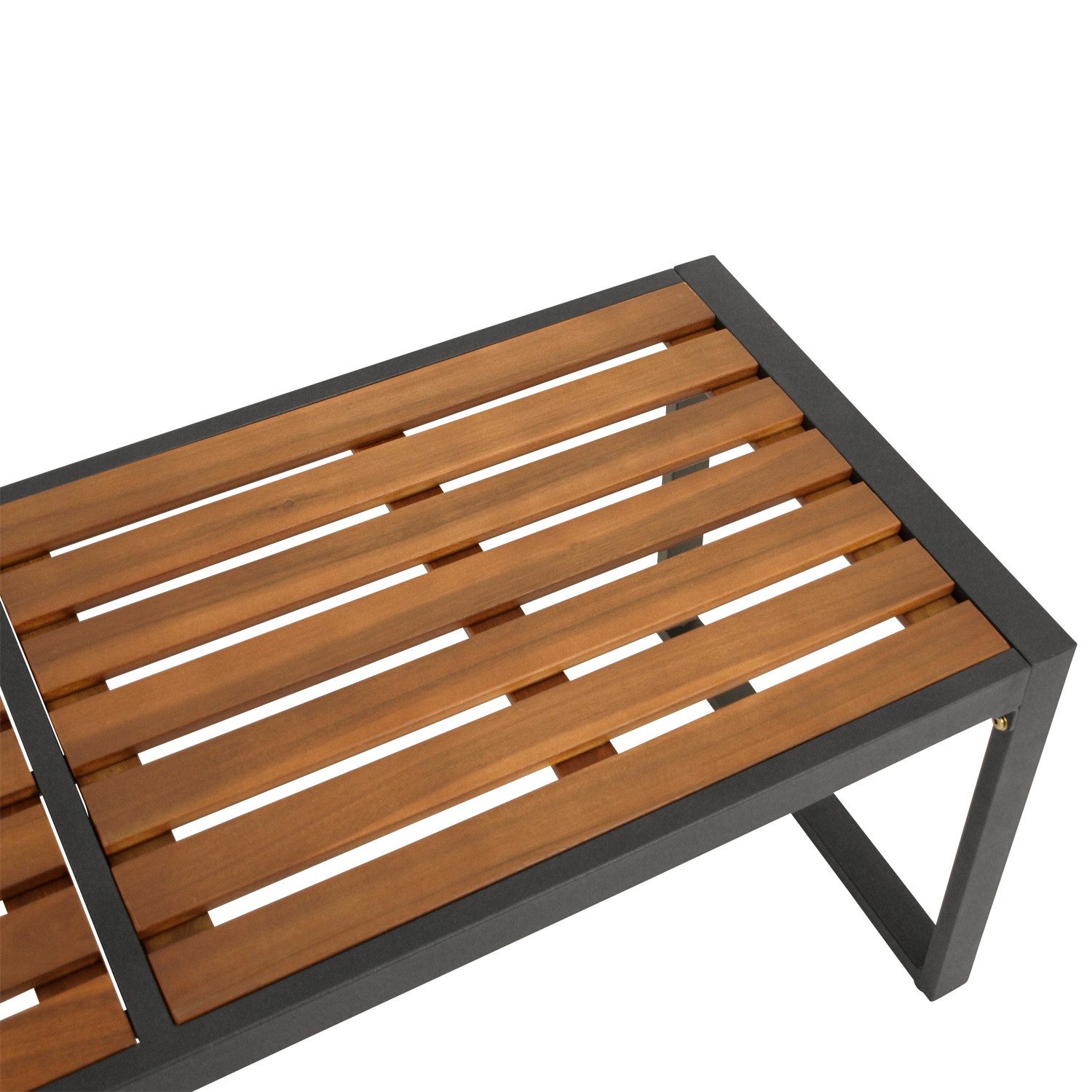 DEGAMO Gartenbank Hockerbank RAGUSA 2-sitzer (1-St), Metall anthrazit + Akazie geölt, modernes Design – Bild 4 von 5