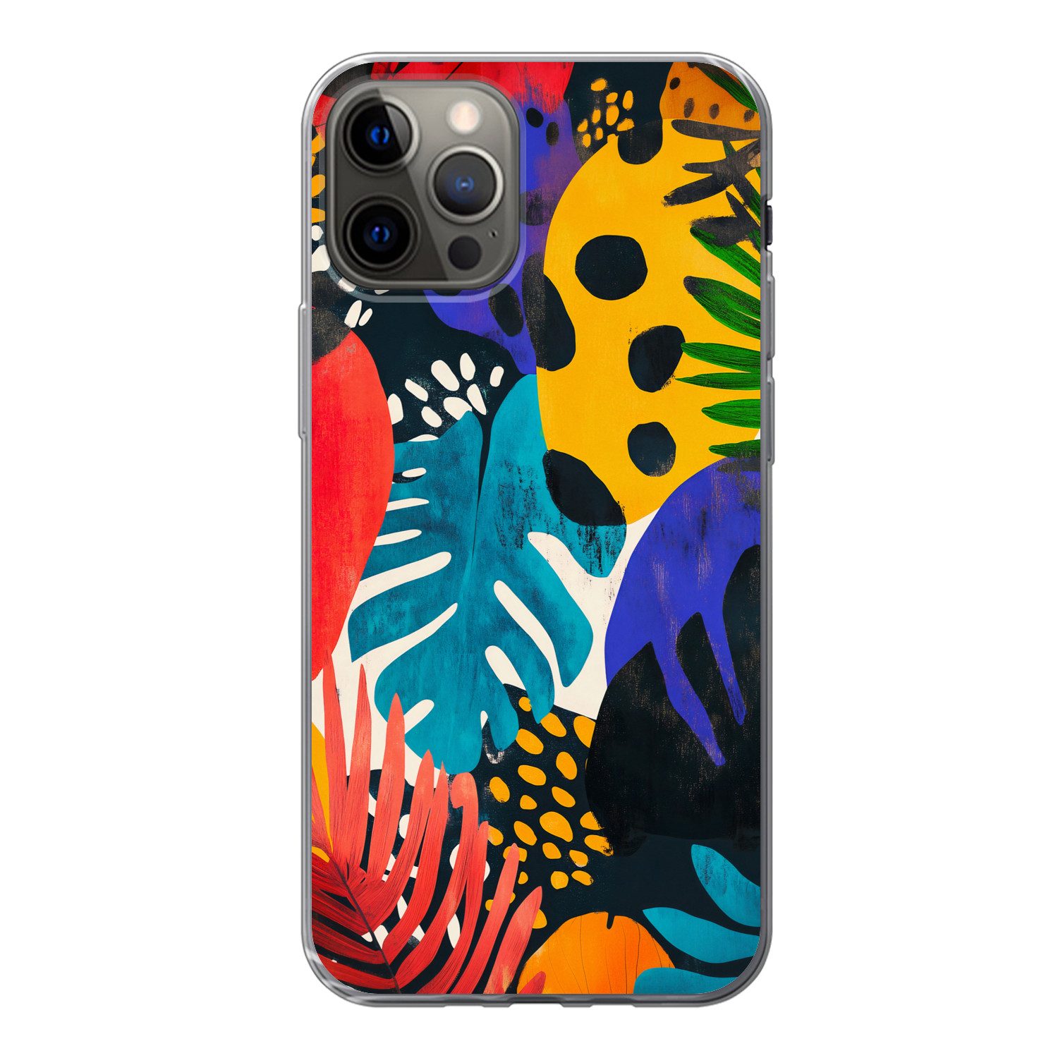 MuchoWow Handyhülle für Apple iPhone 13 Pro Blätter - Formen - Abstrakt - Farbenfroh, Smartphone-Bumper, Print, Handy Schutzhülle Dünn