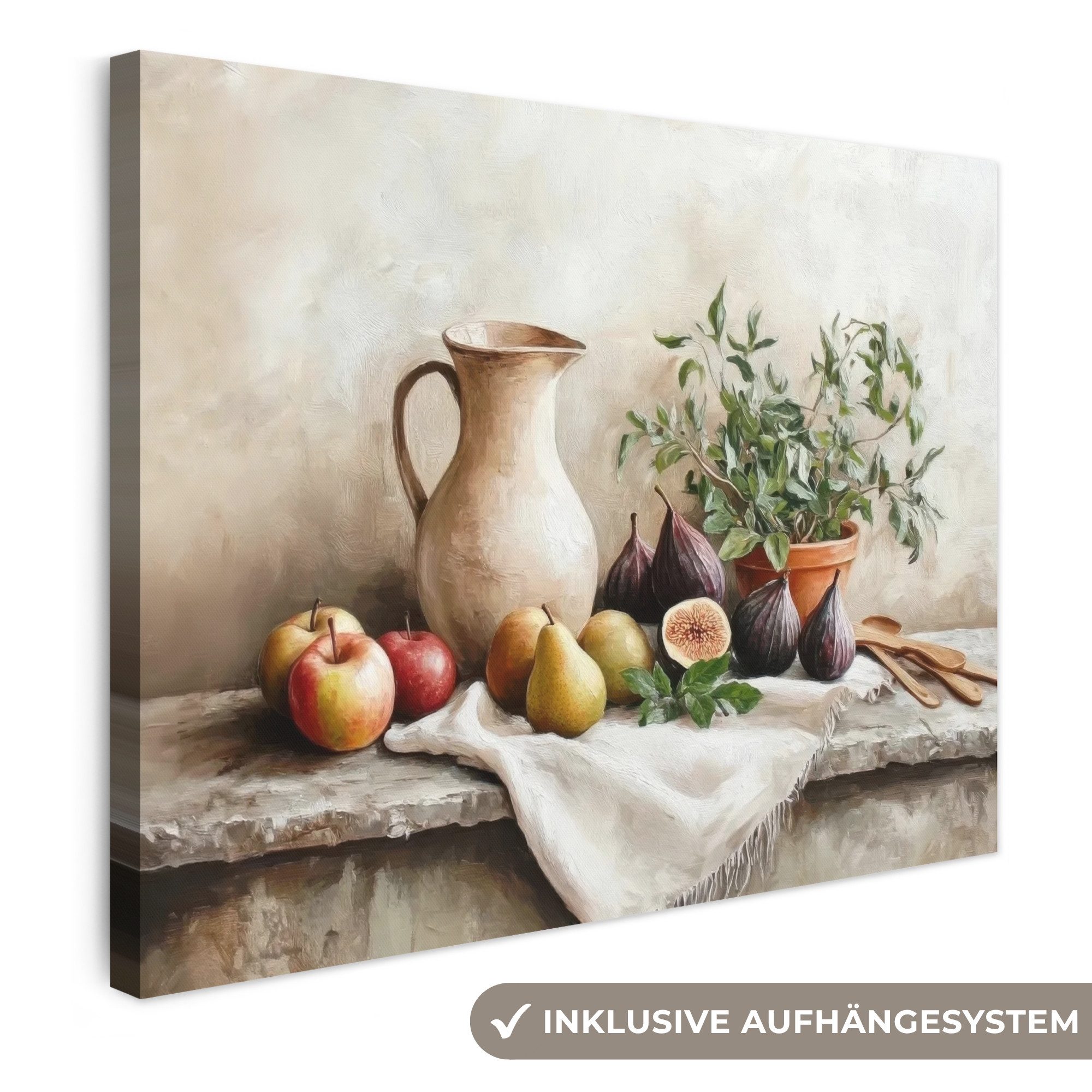 OneMillionCanvasses® Leinwandbild Obst - Kräuter - Ländlich, Fotodruck (1 St), Wandbild Leinwandbilder, Aufhängefertig, Wanddeko 40x30 cm