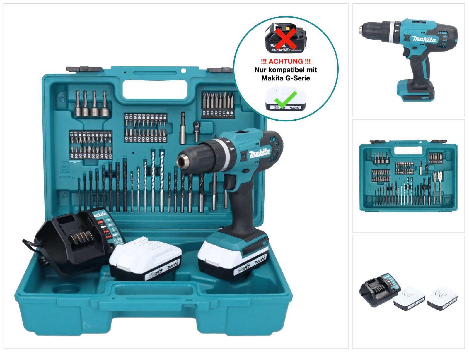 Makita Akku-Drehschlagschrauber Makita HP 488 DAEX1 Akku Schlagbohrschrauber 18 V 42 Nm G-Serie