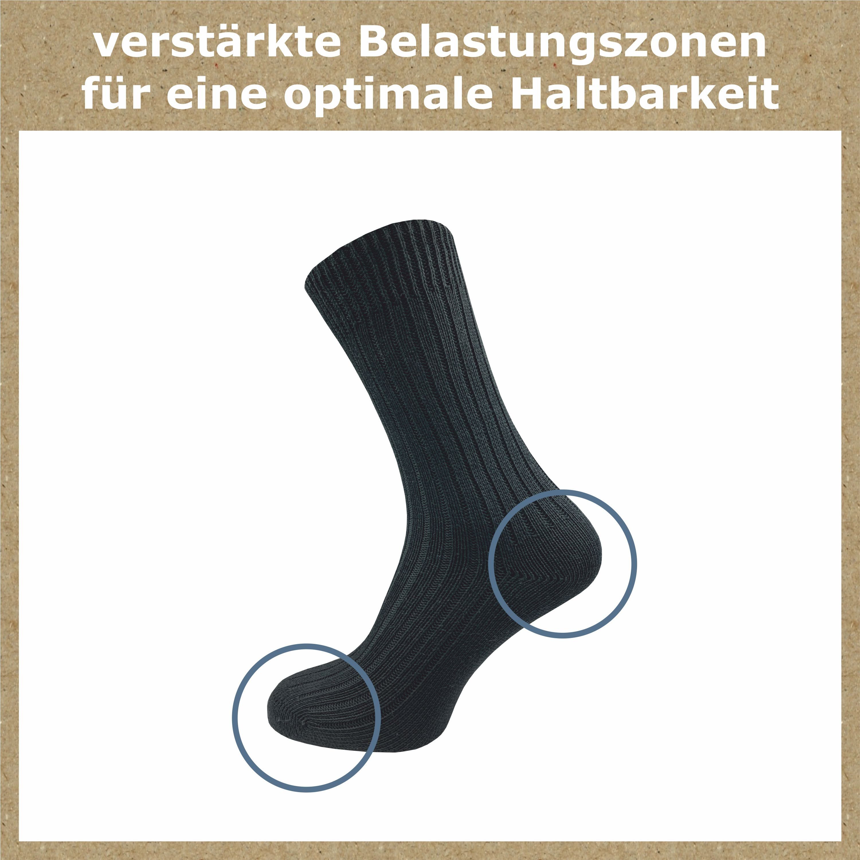 Komfortsocken reiner, Baumwolle Tragekomfort angenehmes "Natur" schwarz Etwas Damen Hautgefühl (6 GAWILO 100% für extra aus naturbelassener & & gröber für Herren gestrickt Paar)