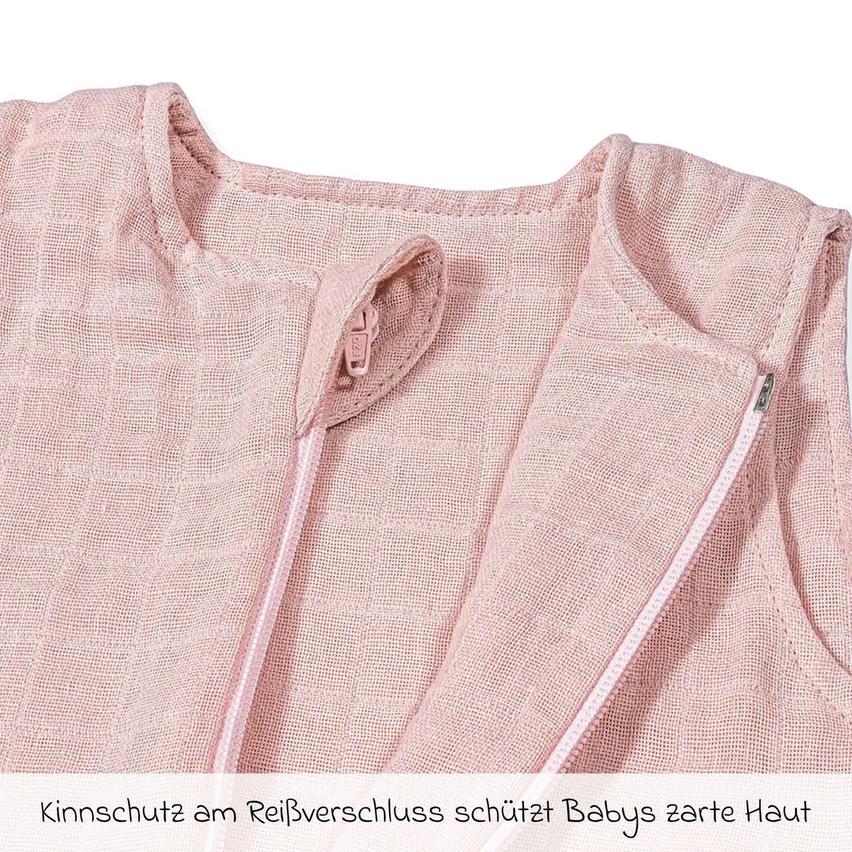 Makian Kinderschlafsack Puder - Gr. 100 cm, Leichter Baby Schlafsack ohne Ärmel für Sommer & Frühling - Baumwolle