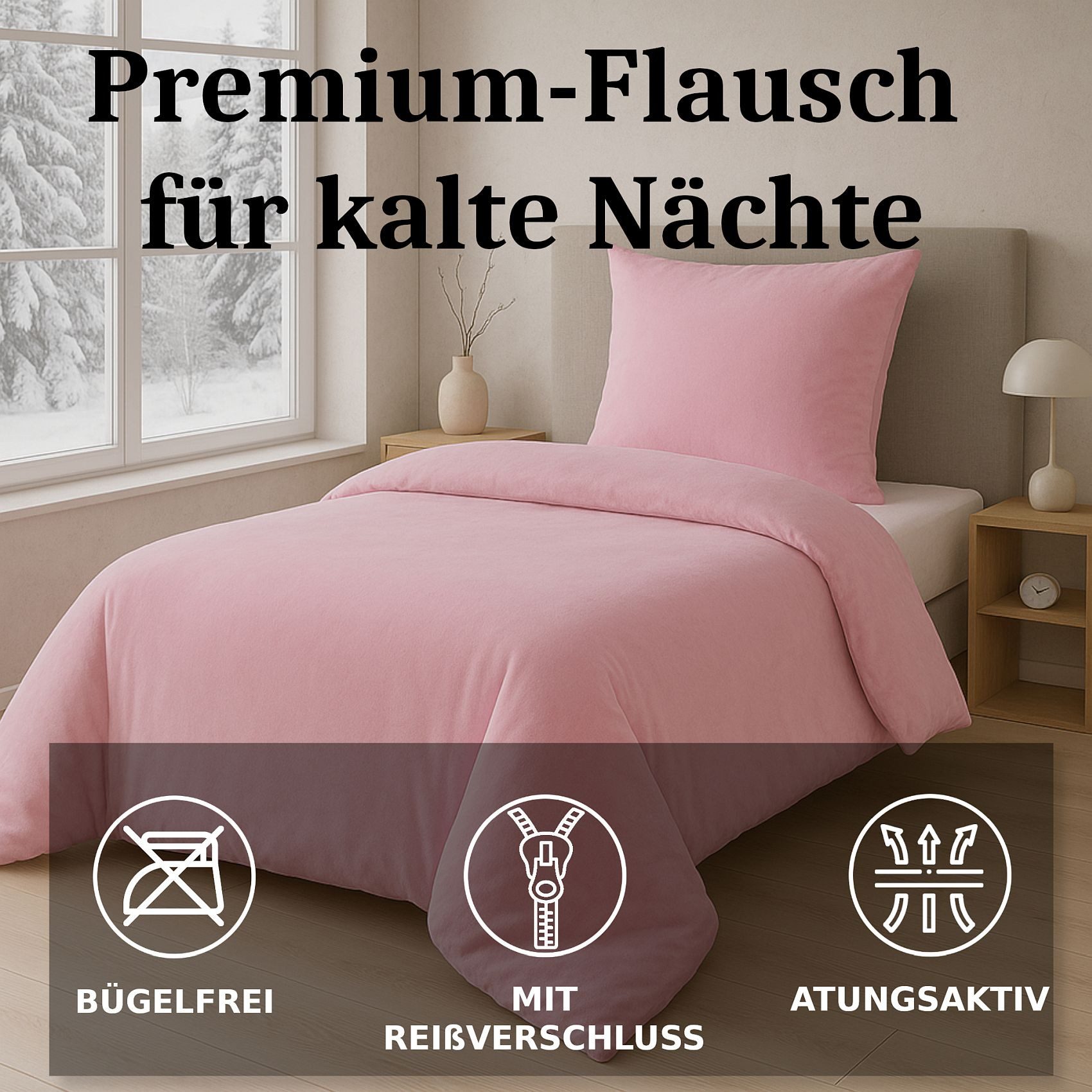 Malika Bettwäsche Cashmere-Touch Fleece, weiche, warme Winterbettwäsche, Cashmere Touch, 2 teilig, Flauschig warmes Teddy-Plüsch – Bild 2 von 5