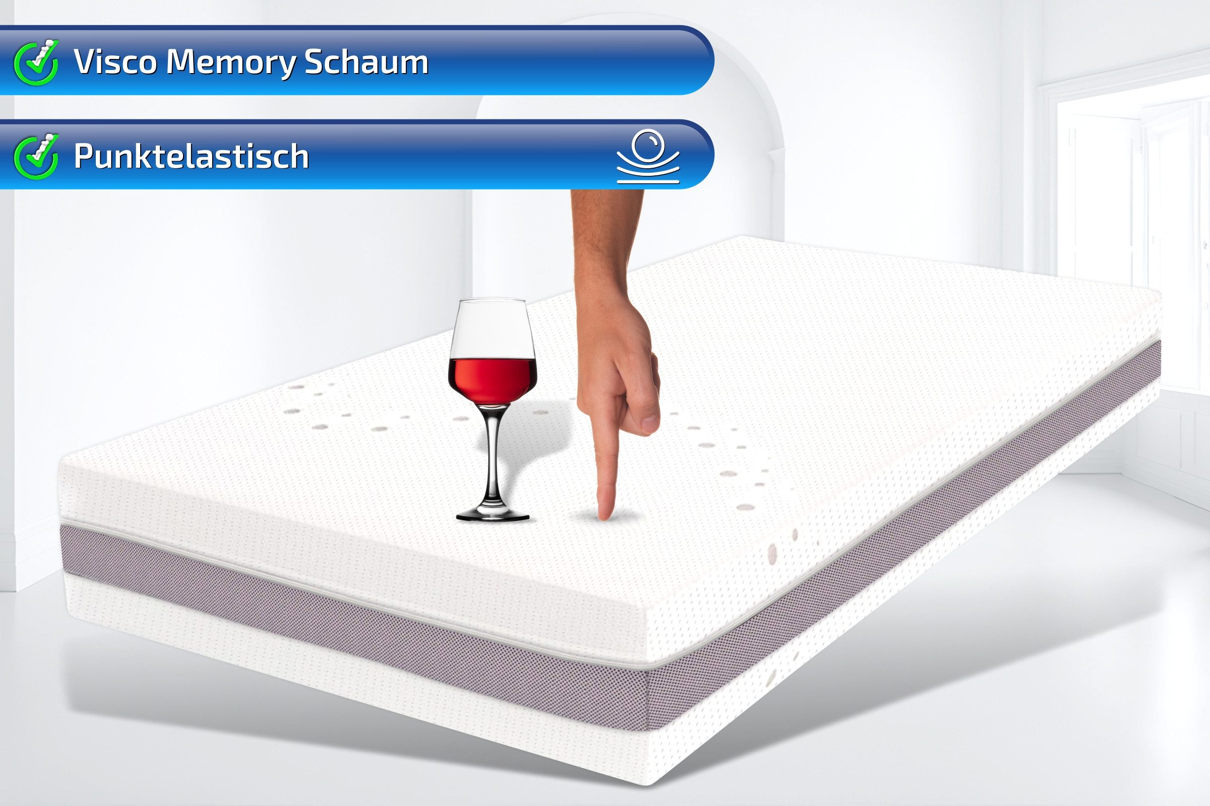 Visco-Matratze TM Viscomaxx 700, 20cm hoch Klimaband Top Modell mit 7 Zonen Stützkern, Matratzen Perfekt, 20 cm hoch, Matratze mit Viscokern, 6cm plus 14cm Kaltschaum Stützkern in 7 Zonen