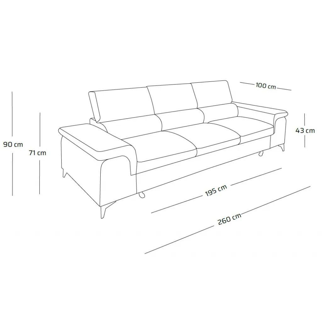 Fun Möbel Big-Sofa Couchgarnitur Kopfstützen Megasofa Whisper, verstellbar, Schlaffunktion Forest Stoff Rundumbezug BASTIEN mit