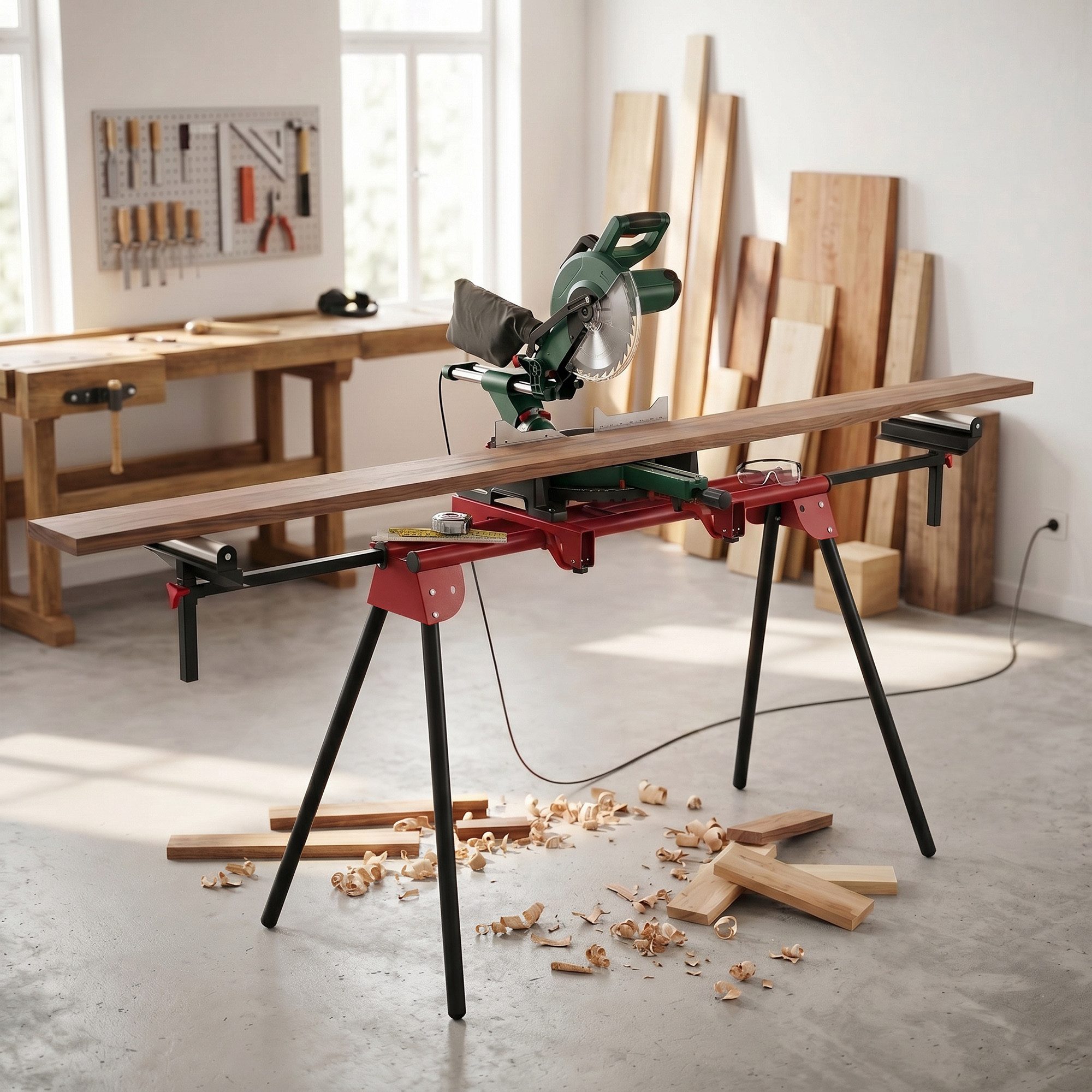 HOMCOM Sägebock 2er Set höhenverstellbare Klappböcke Gerüstbock aus Metall, 150 kg max. Belastbarkeit, 0 cm max. Stammdurchmesser, (Set, 1-St., mit Rollenstützen), ausziehbar 94-195 cm, Tragkraft 150 kg